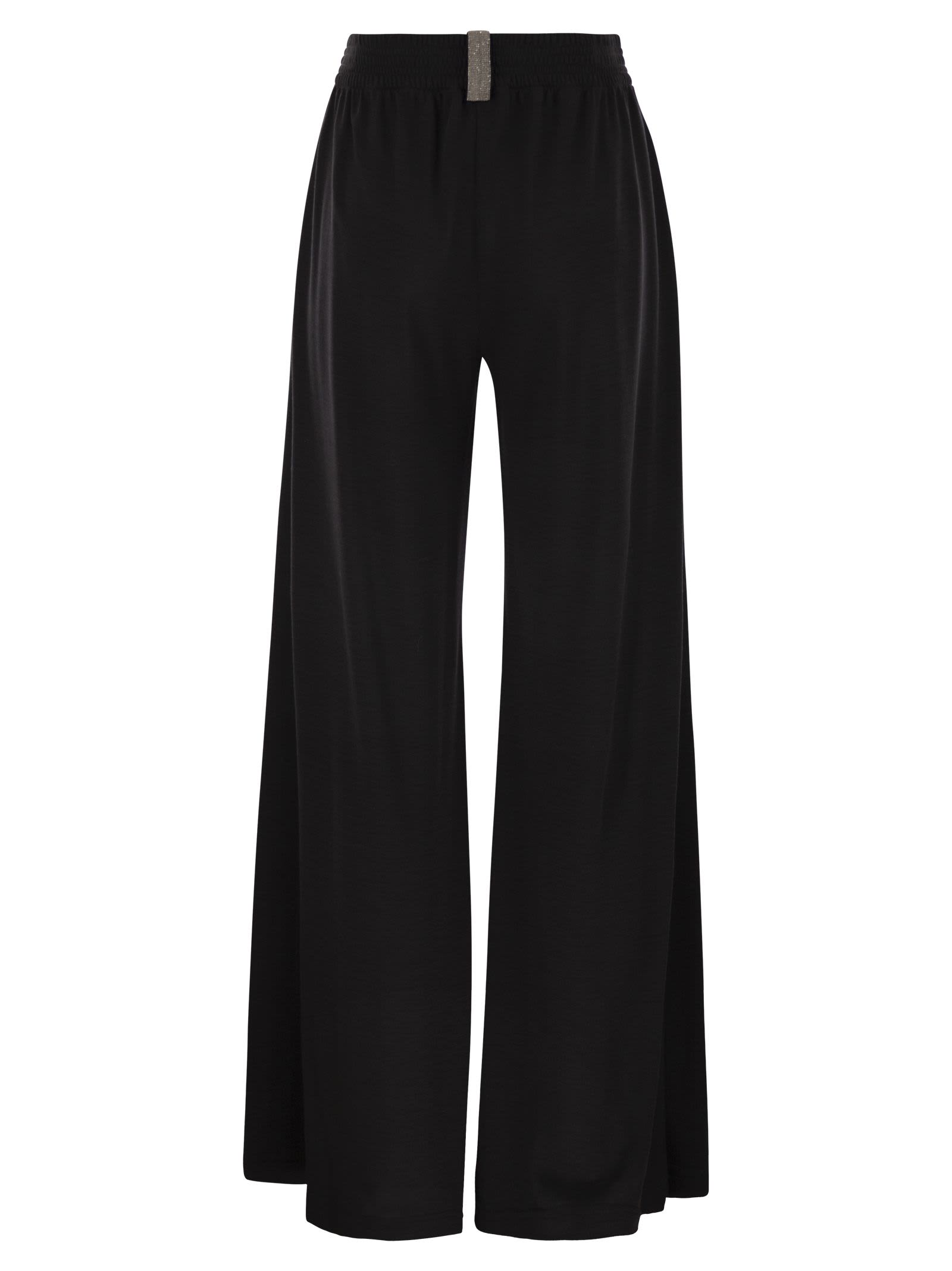 Fabiana Filippi Wide Trousers In Viscose And Wool In Black