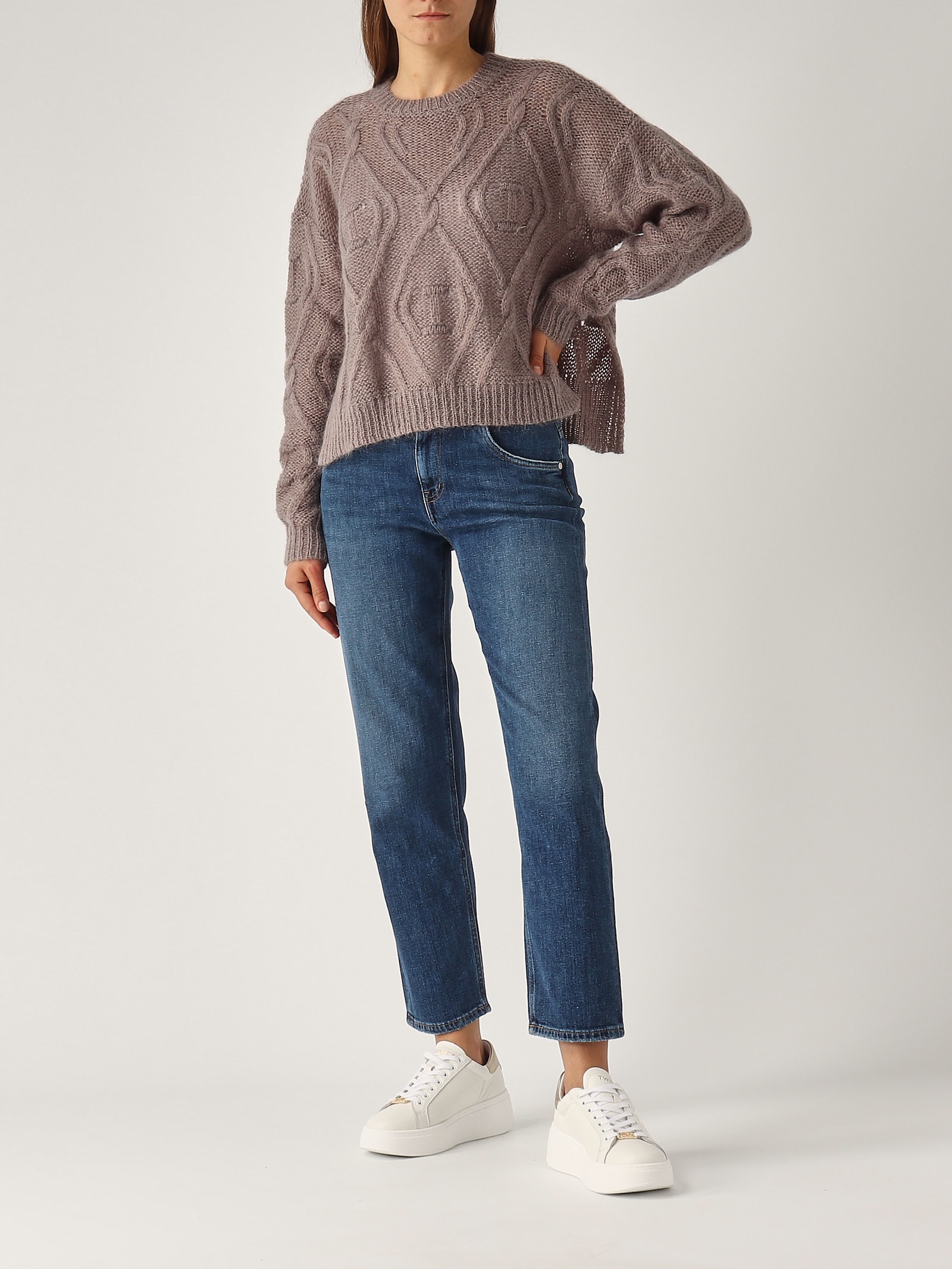 Shop Twinset Wool Sweater In Tortora Scuro