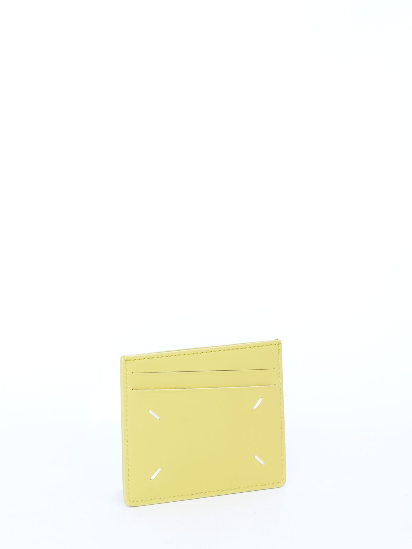 Shop Maison Margiela Lime Leather Cardholder In Yellow