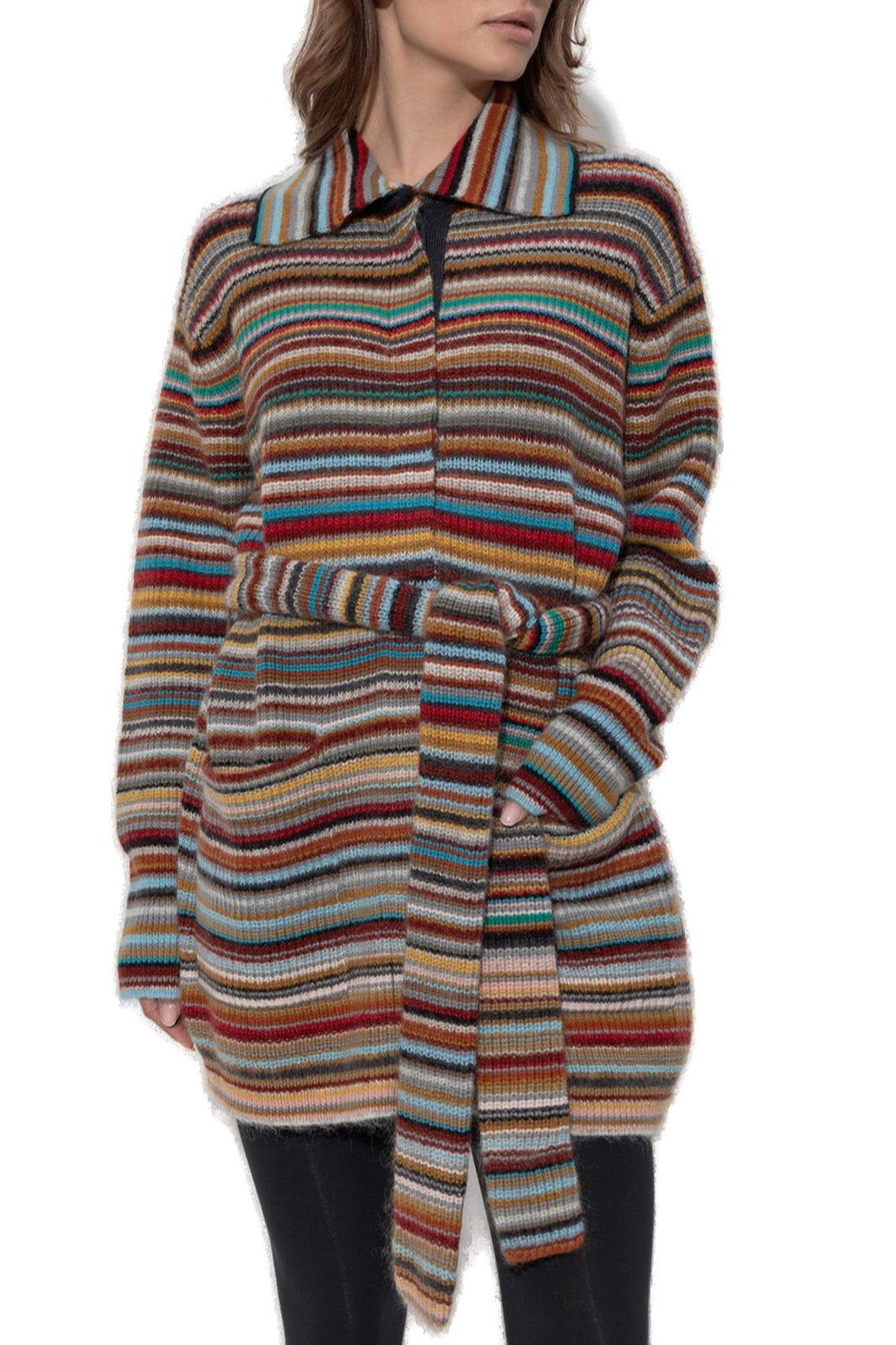 Shop Paul Smith Cardigan With Belt In Multicolor