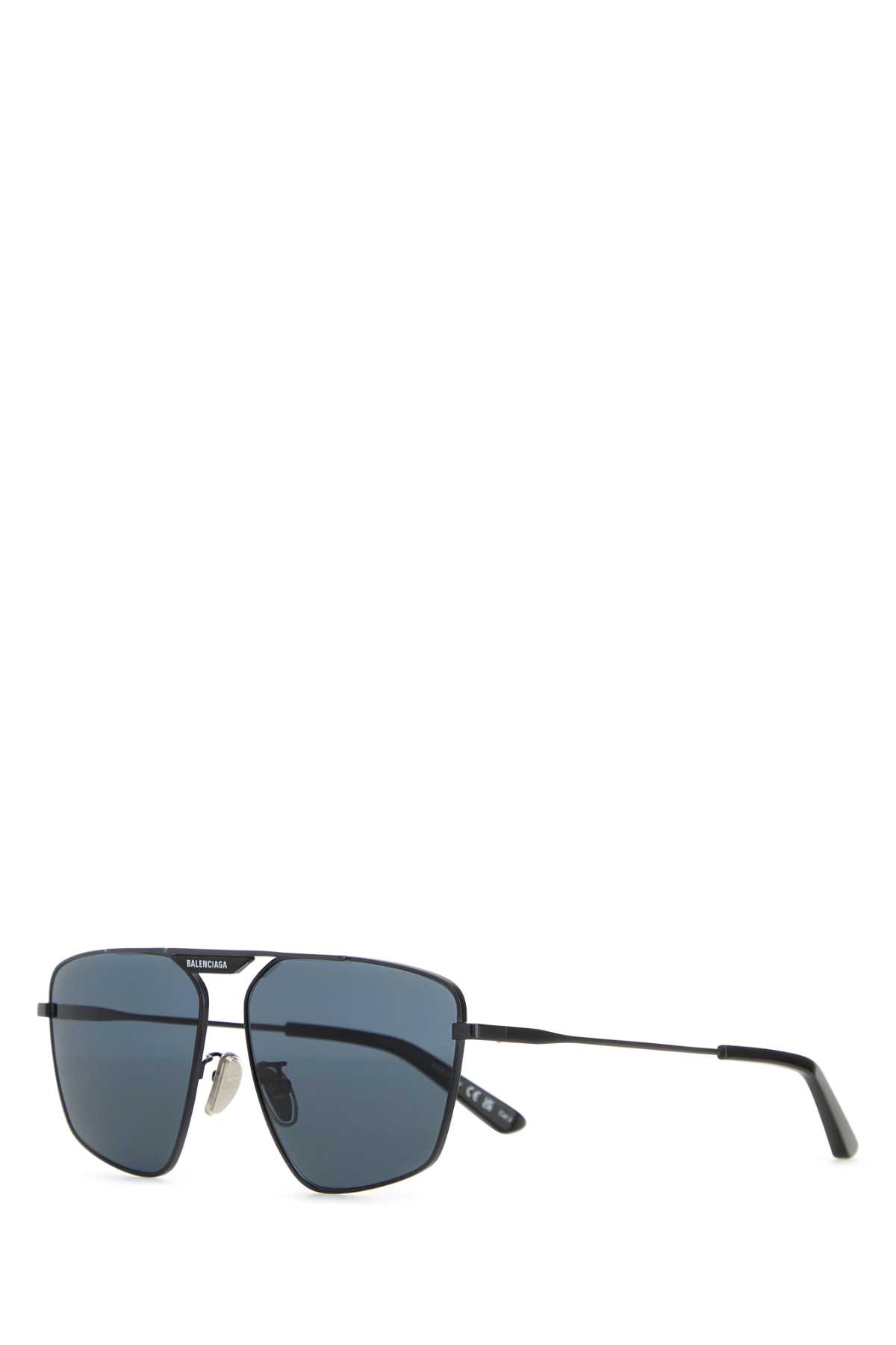 Balenciaga Occhiali Da Sole Tag 2.0 Navigator In Metallo Nero Donna In Matte Dark Ruth/blue
