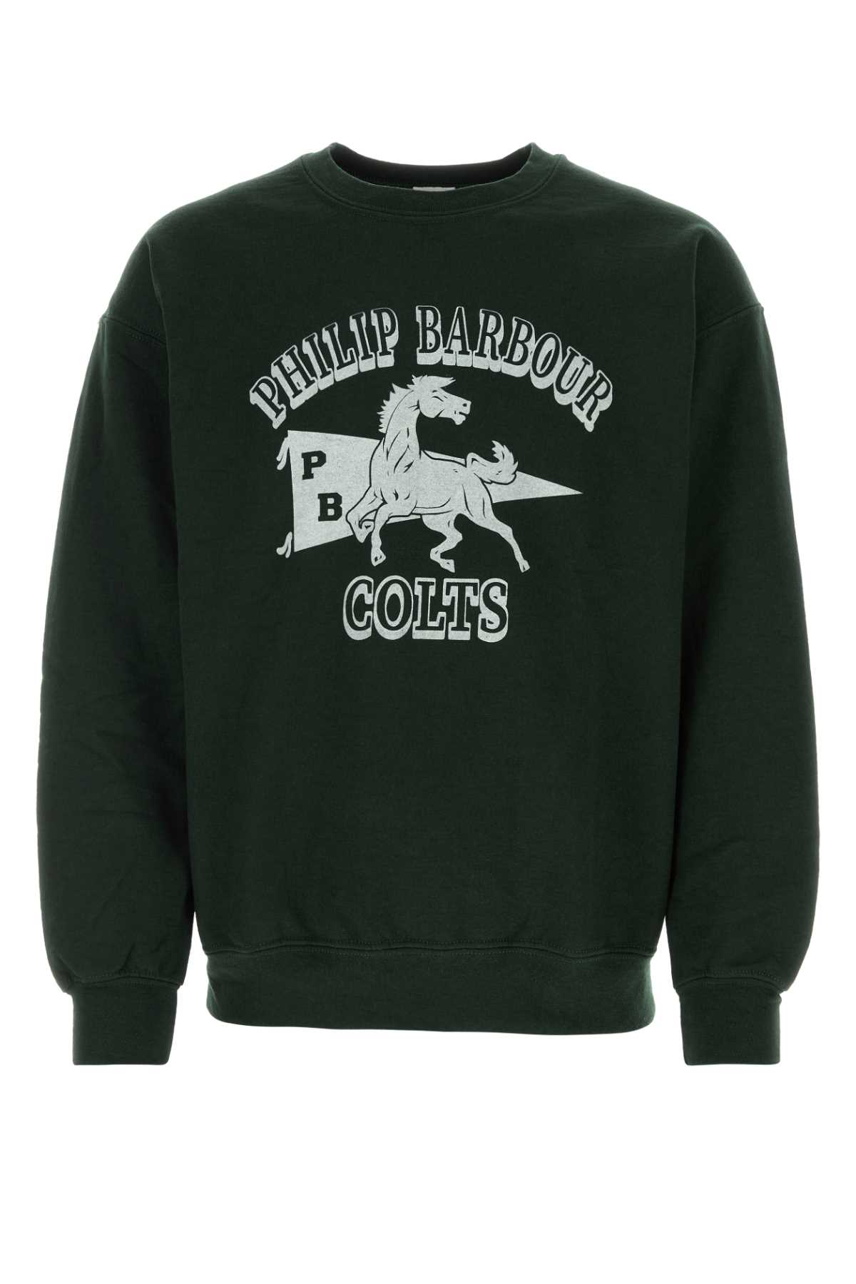 Dark Green Cotton Blend Sweatshirt