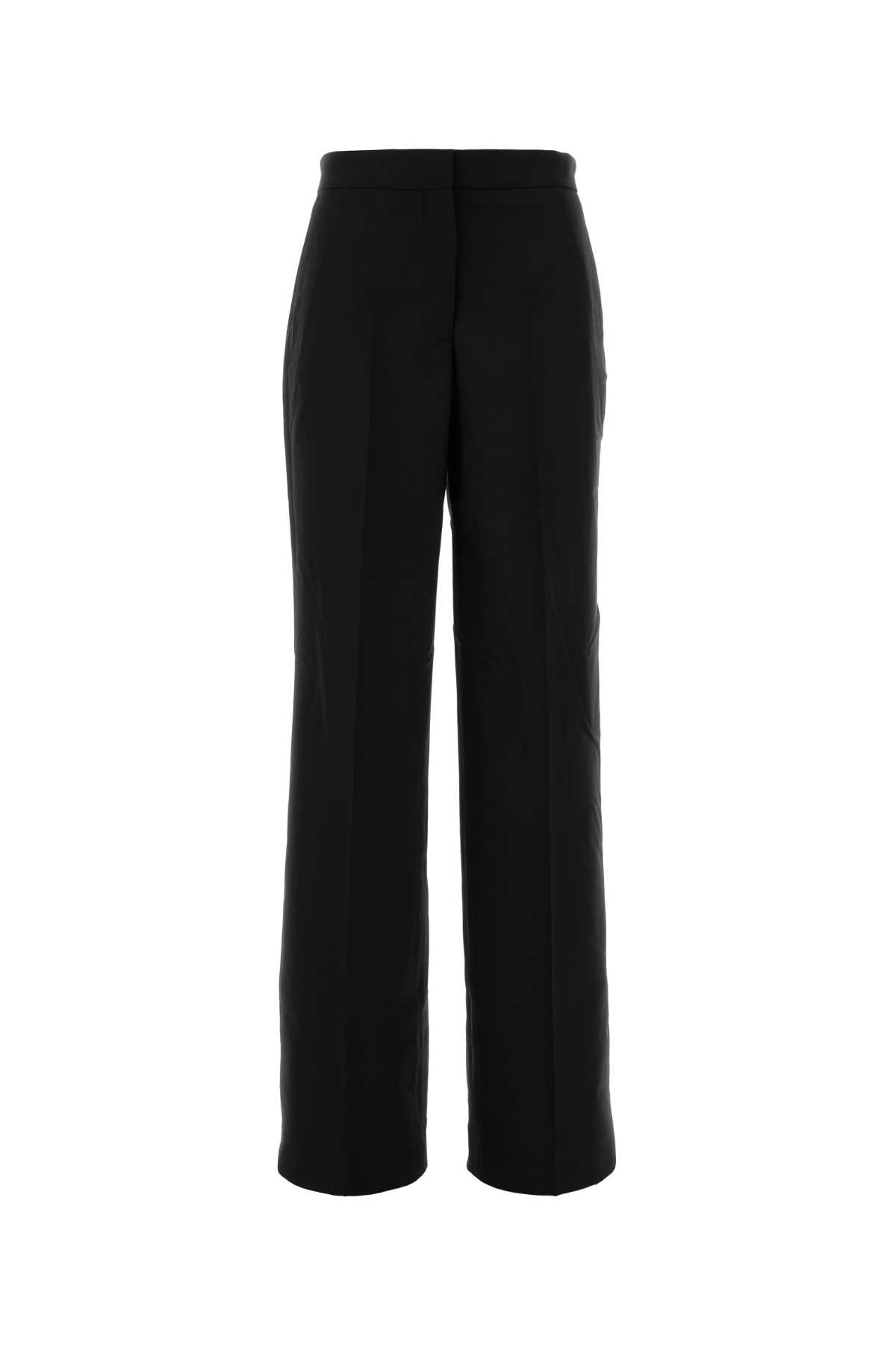 Tory Burch Wide Leg Wool Trousers Featuring Pleats In Black