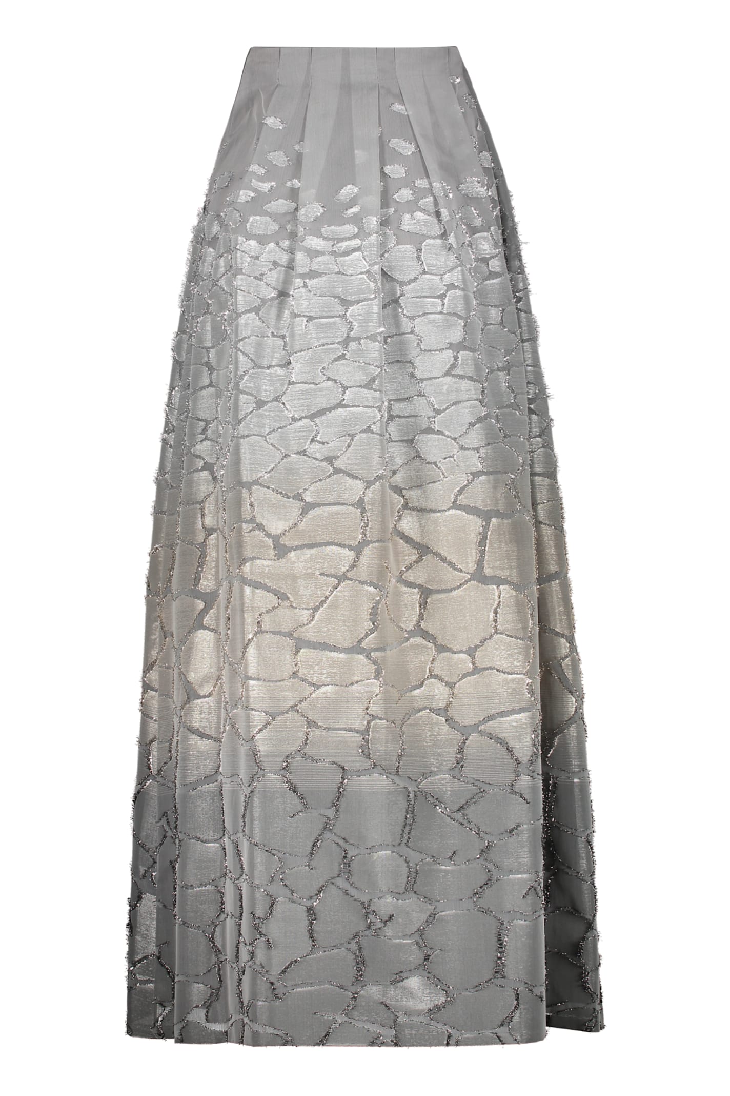 Alberta Ferretti Metallic Threading A-line Skirt In Gray