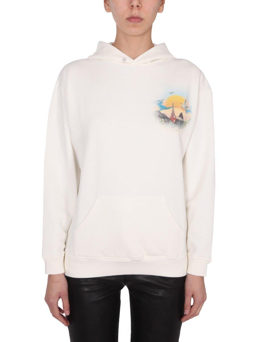 Shop Givenchy Island Graphic Printed Hoodie In Ivory