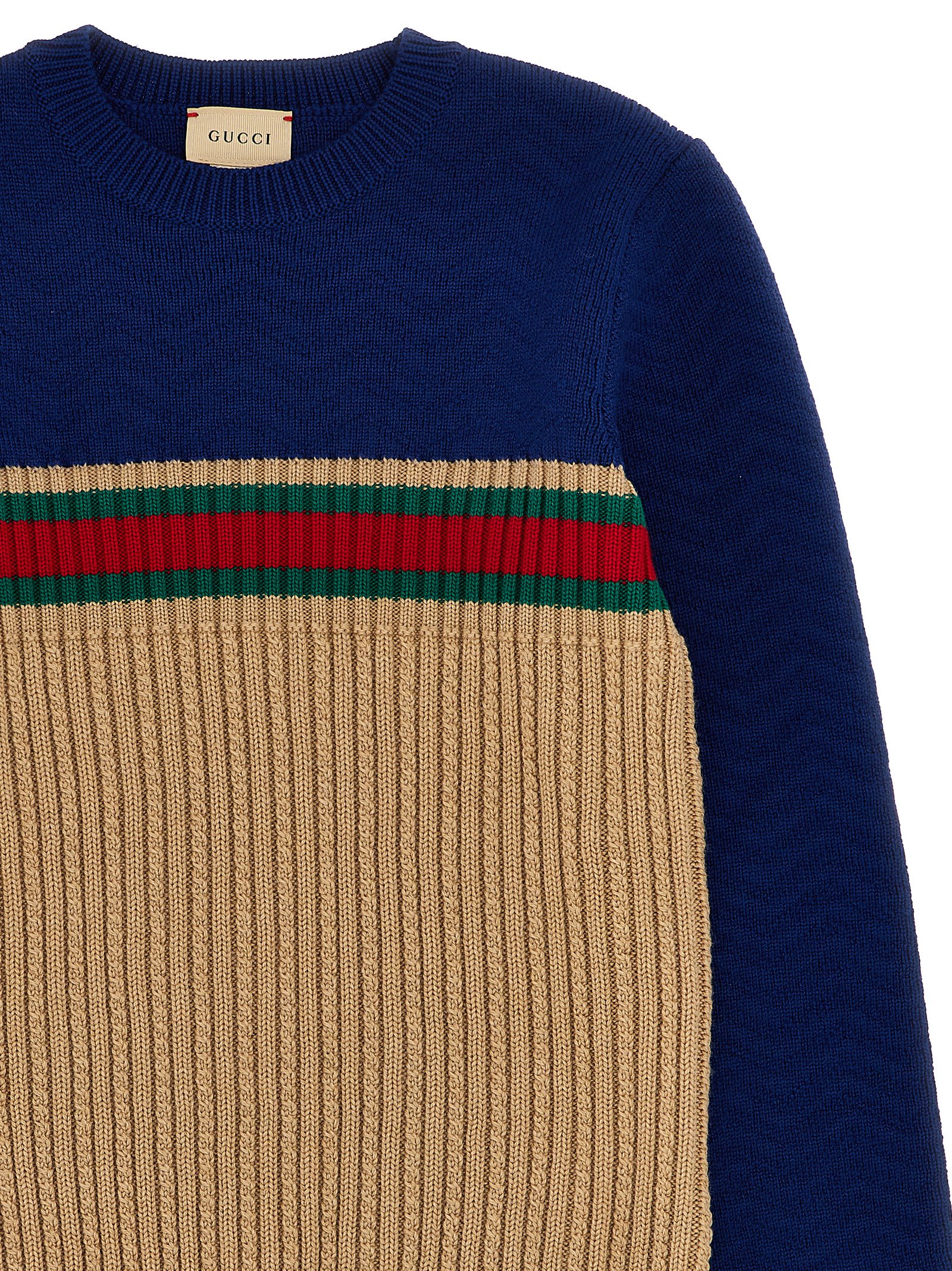 Gucci Wool Sweater With Web In Multicolor