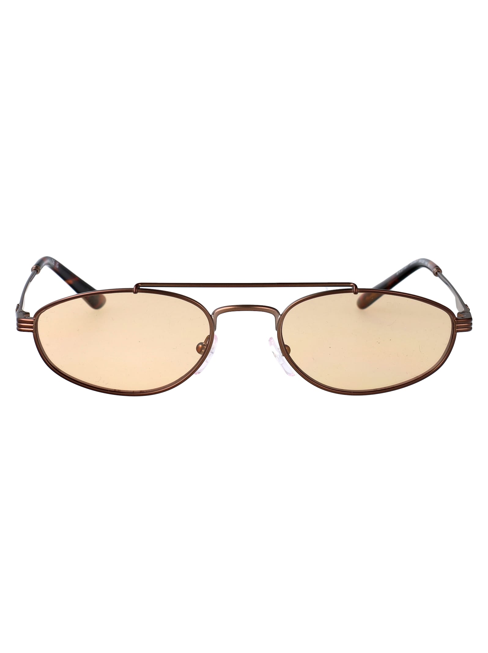 Emporio Armani Matte Bronze Orange Metal Sunglasses In Gold
