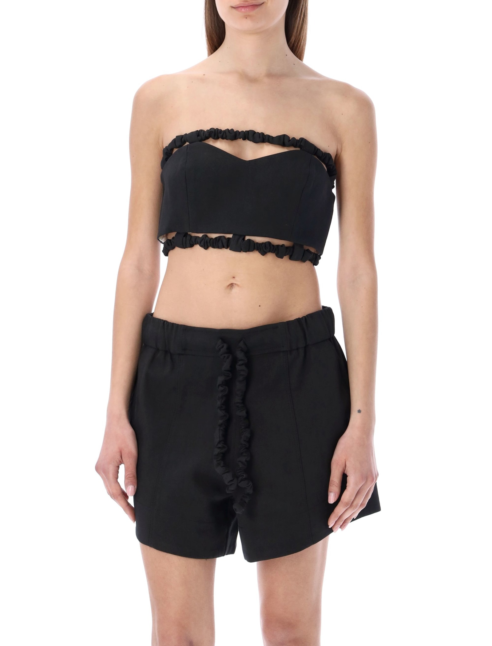 GANNI STRAPLESS CROP TOP