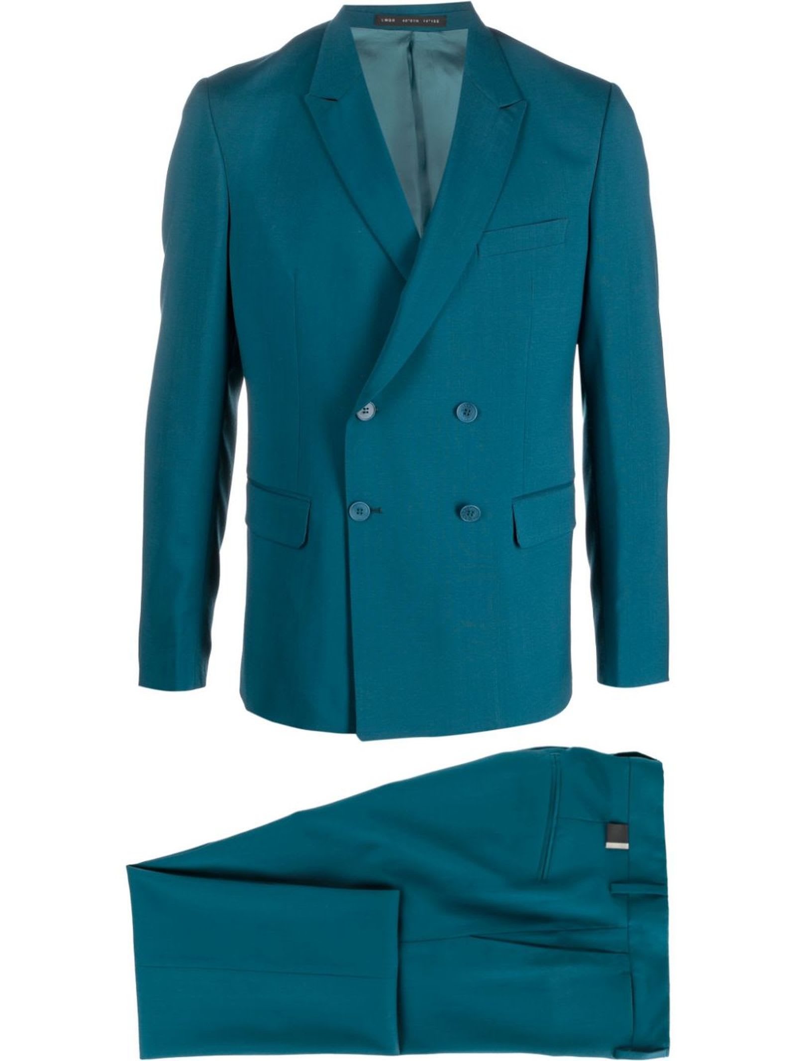 Low Brand Petrol Green Wool Double-breasted Wool Suit