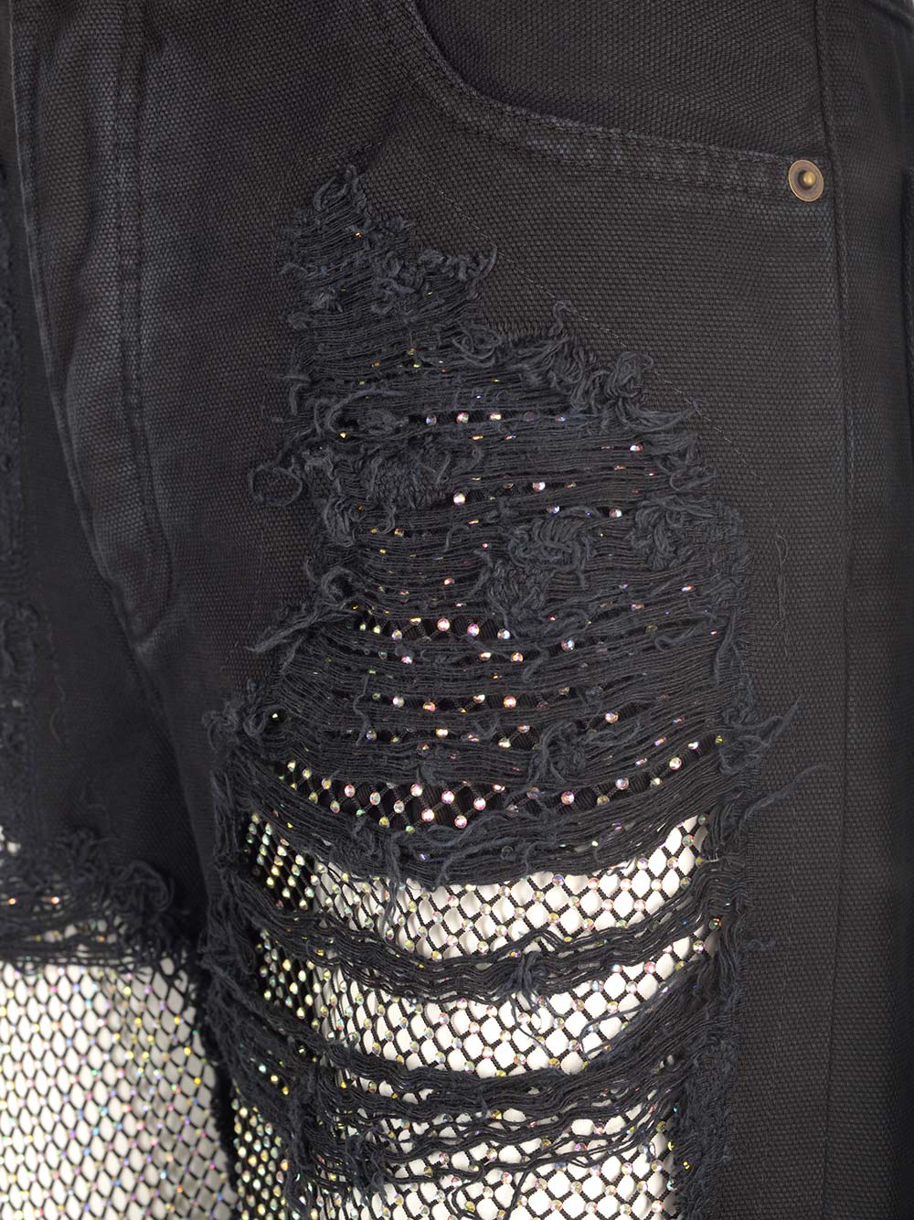 Shop Darkpark Karen Crystal Destroyed Jeans In Black
