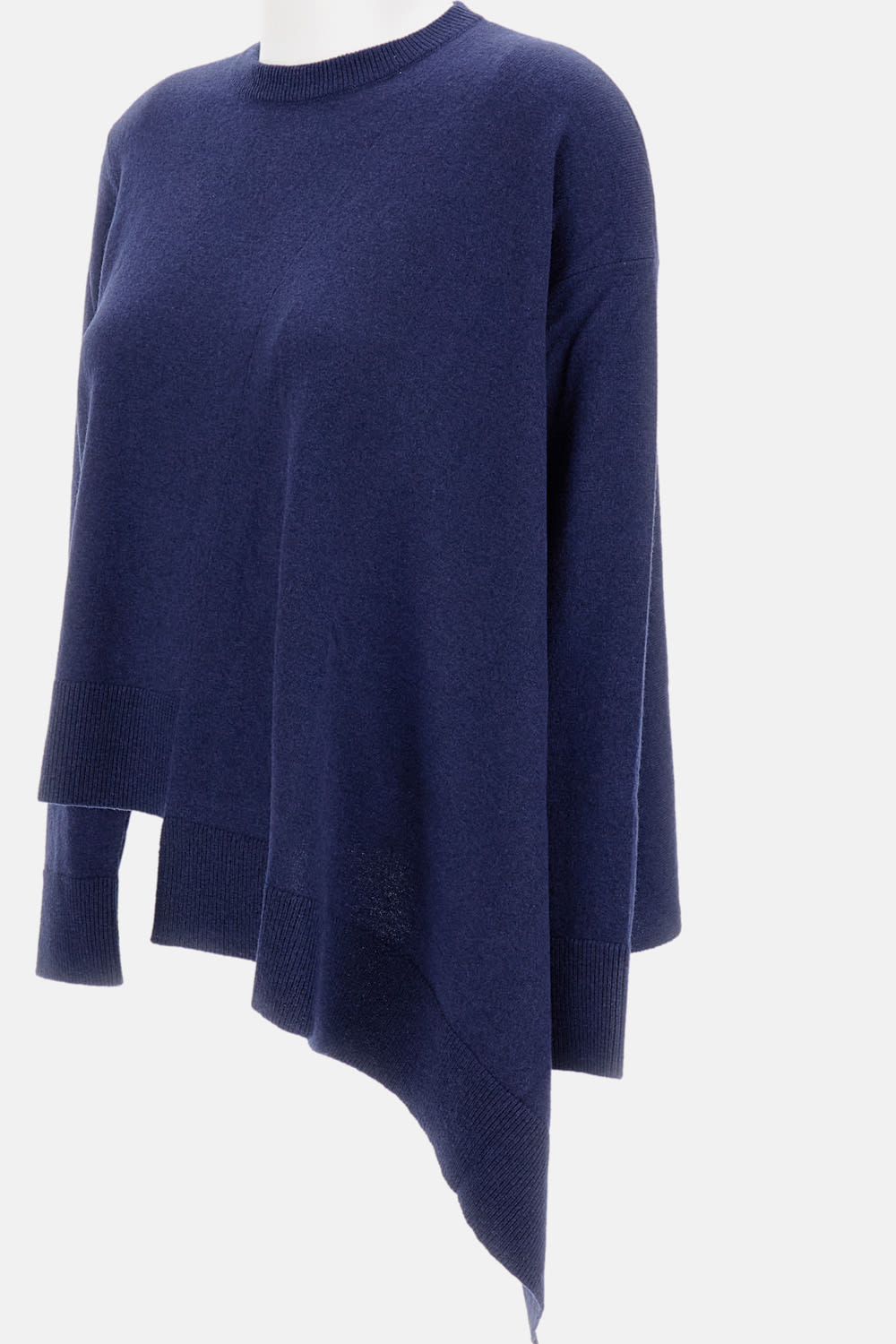 Alexander Mcqueen Asymmetric Hem Cashmere-wool Sweater In Blue