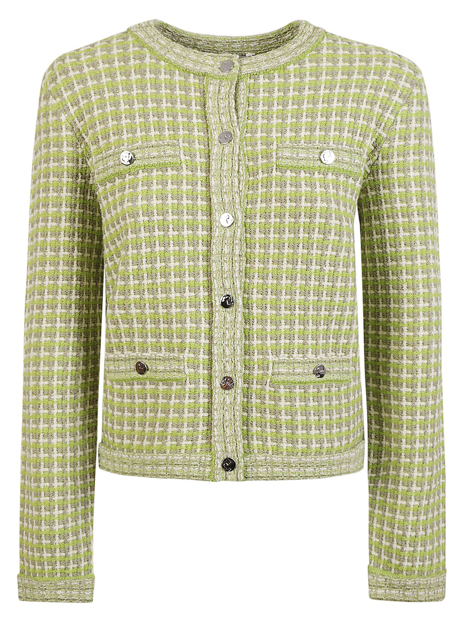 Shop Tory Burch Kendra Jacquard Cardigan In Dark Mint