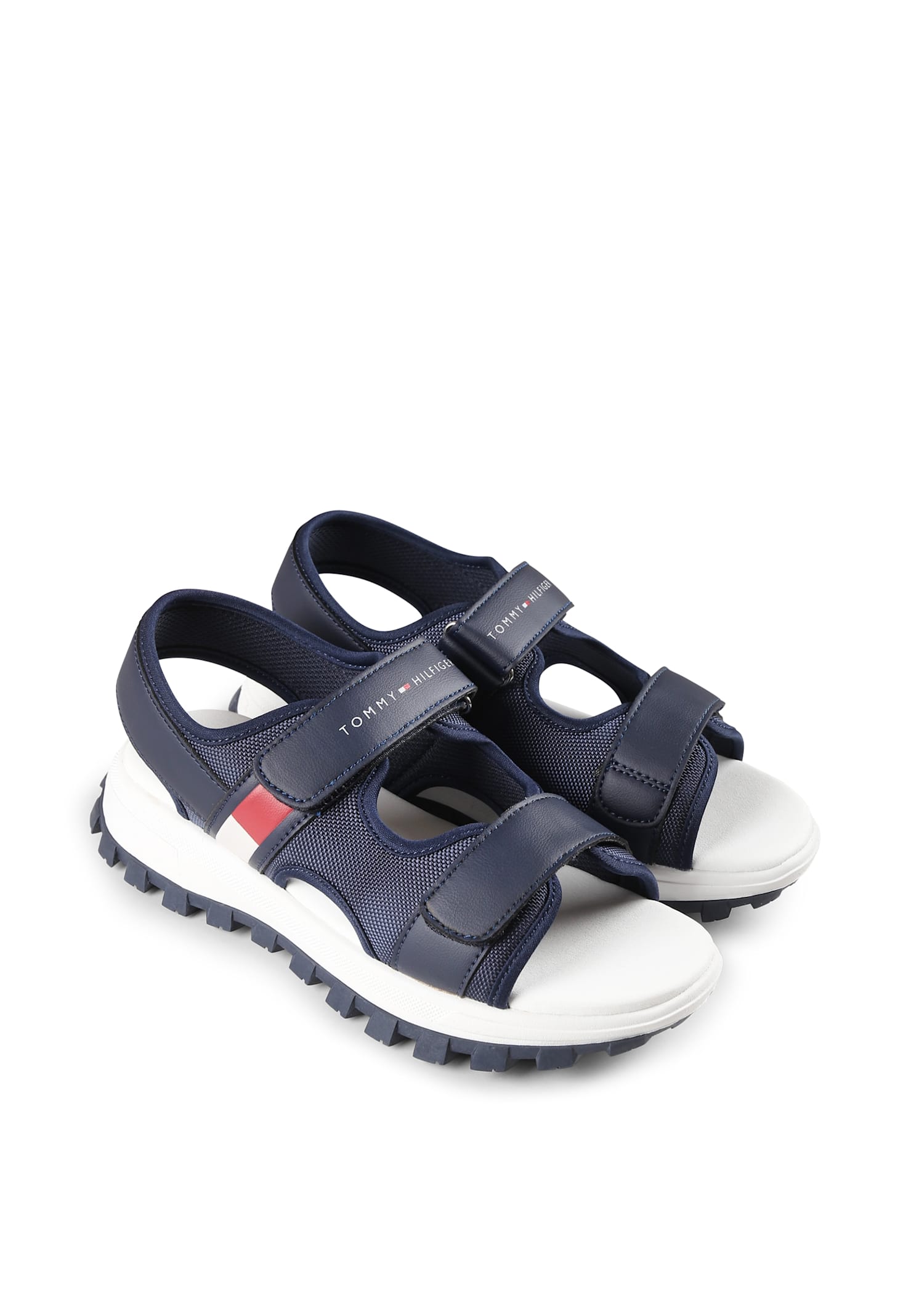 Shop Tommy Hilfiger Blue Sandals For Boy With Logo