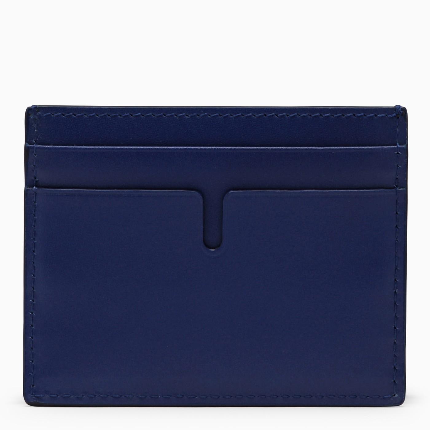 Shop Burberry Blue Leather Credit Card Holder In Knight