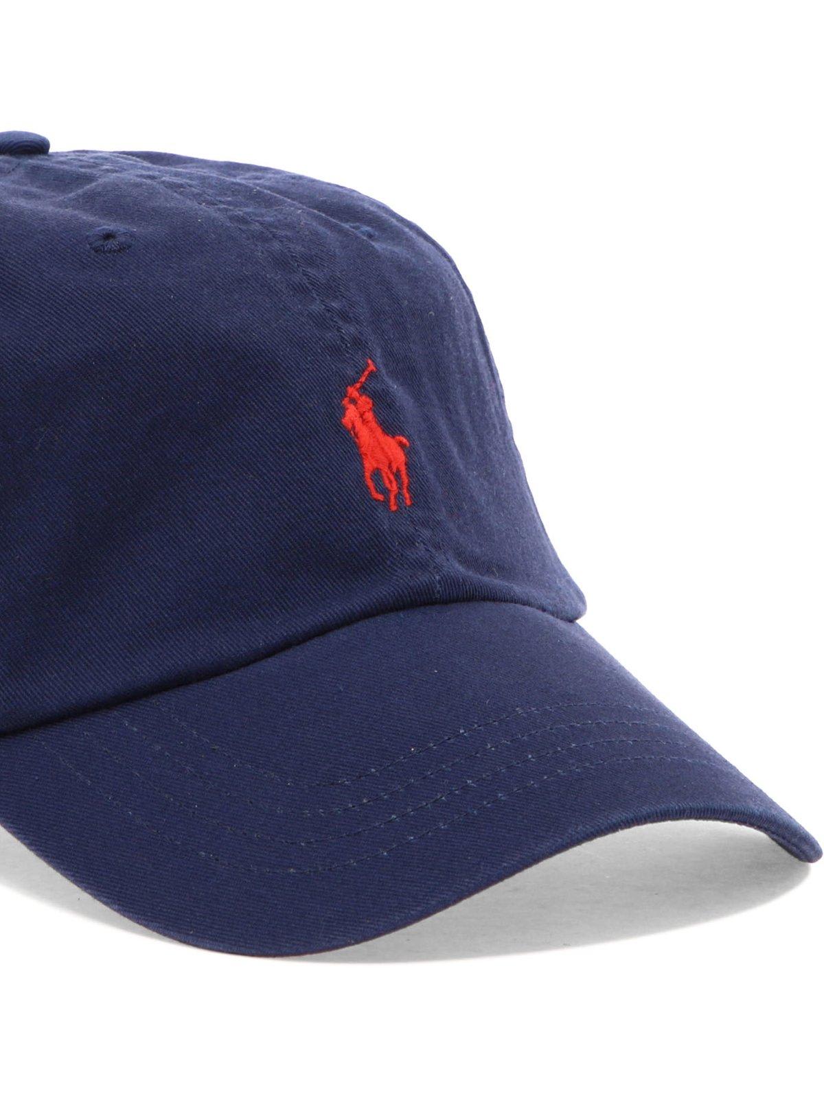 Shop Ralph Lauren Logo Embroidered Cap In Newport Navy/ Rl2000 Red