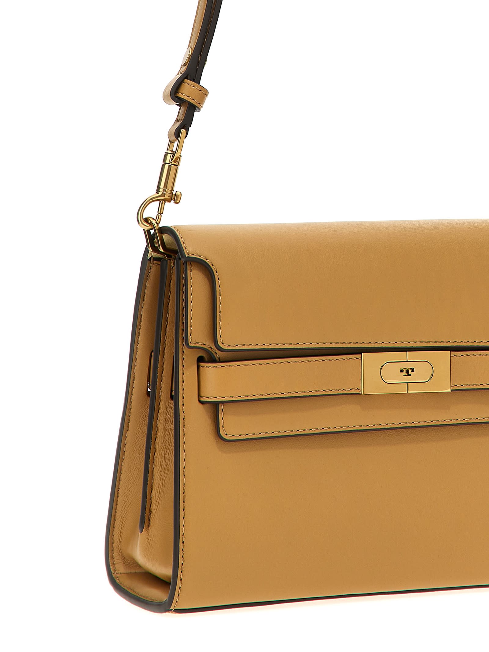 Shop Tory Burch Lee Radziwill Shoulder Bag In Beige