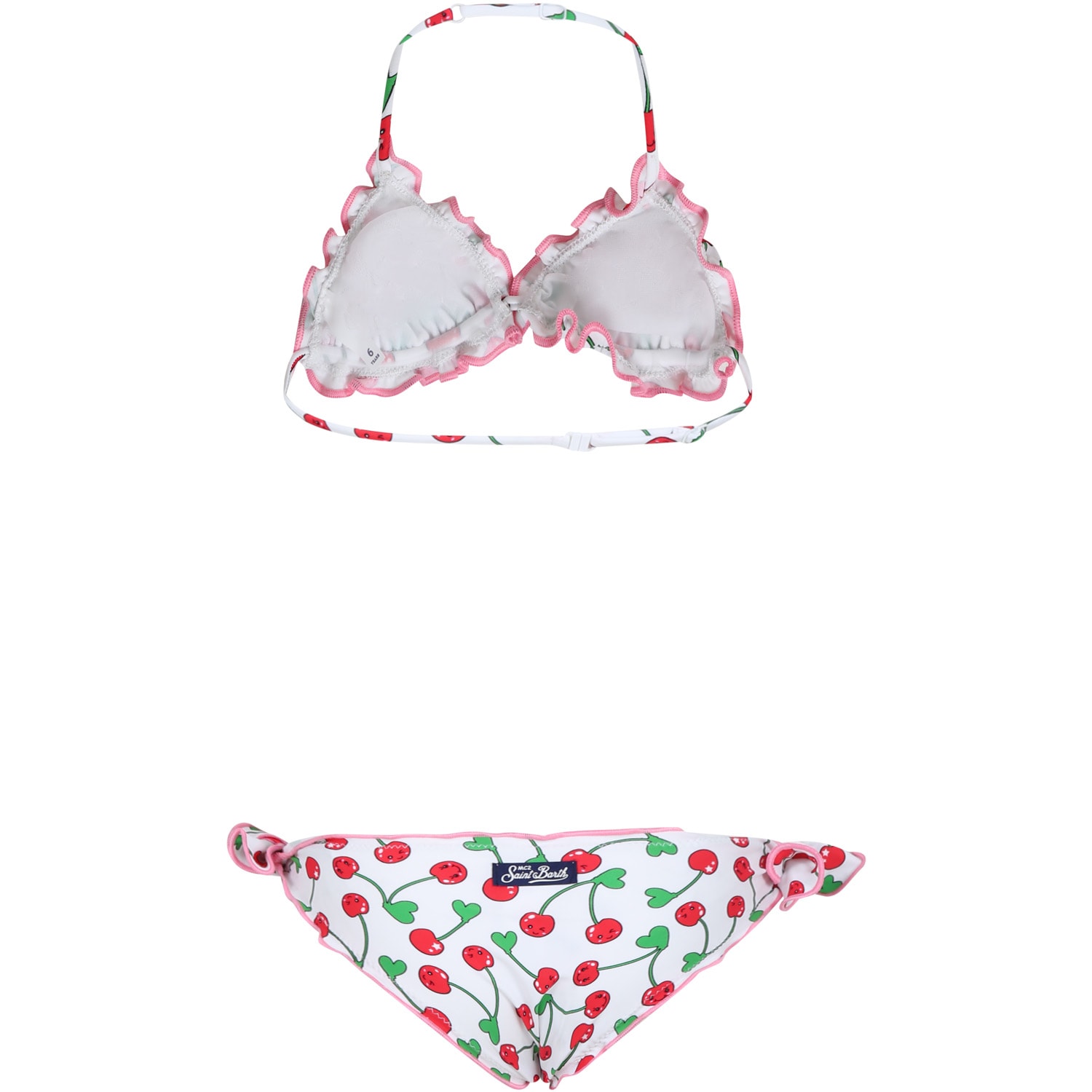 Shop Mc2 Saint Barth White Bikini For Girl With Cherries And Logo
