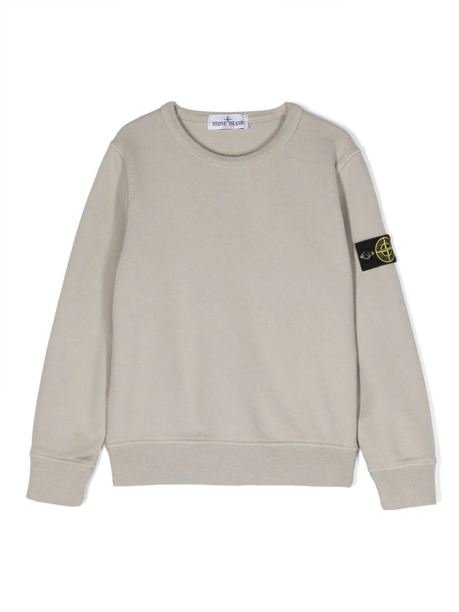 Shop Stone Island Junior Grey Cotton Sweatshirt In Dove Grey