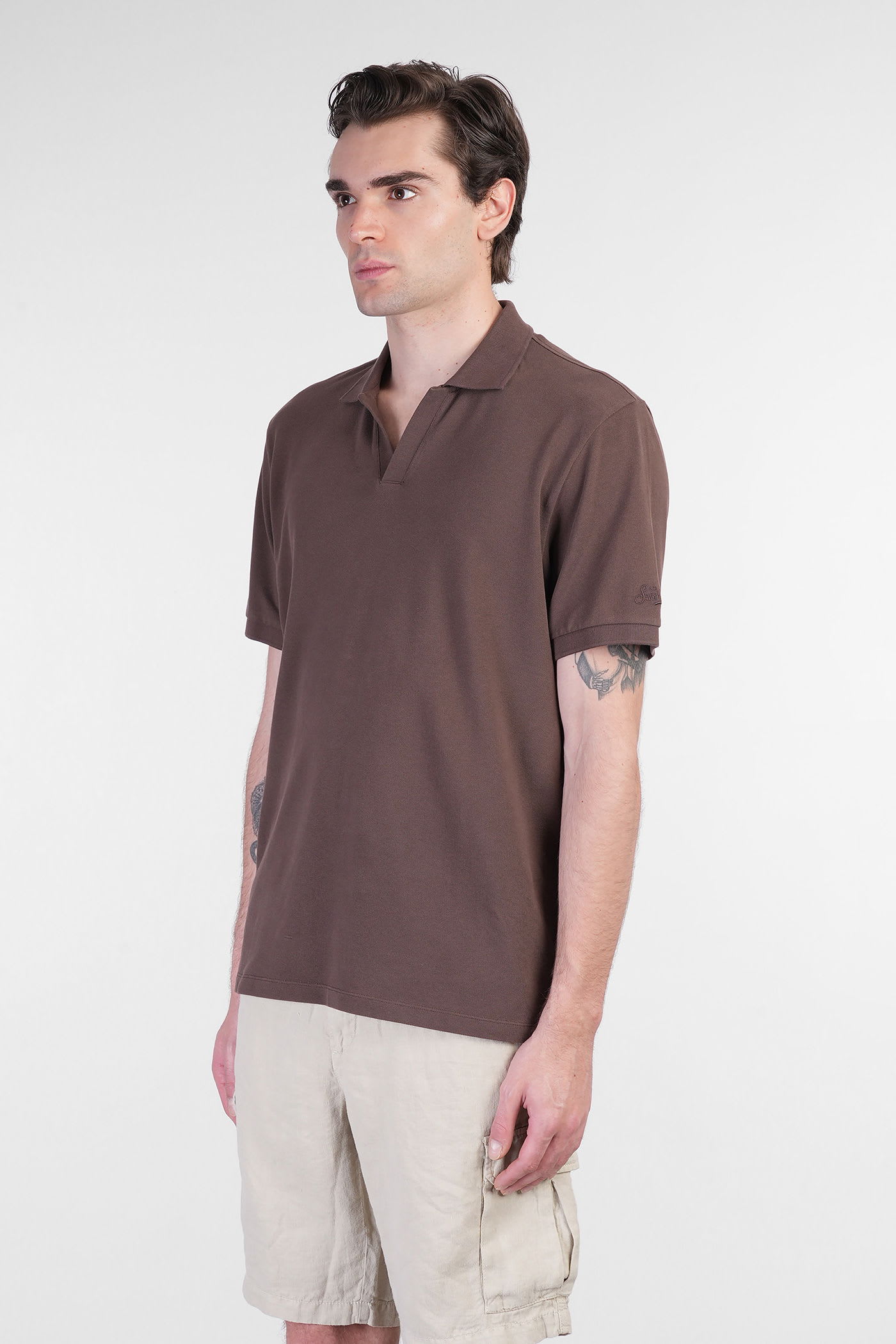 Mc2 Saint Barth Brighton Polo In Brown Cotton In Brown
