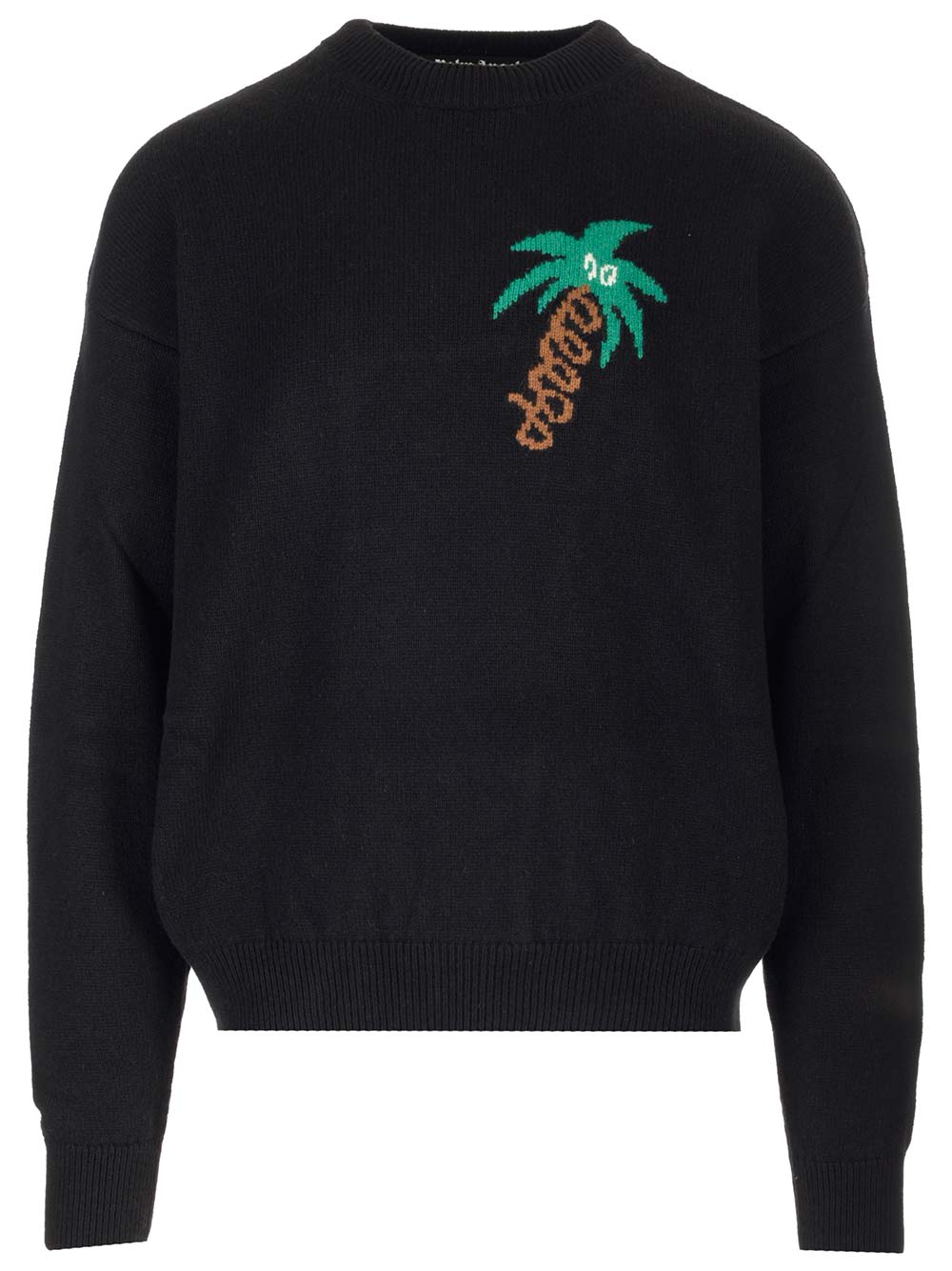 Palm Angels Black Wool Blend Sweater In Black