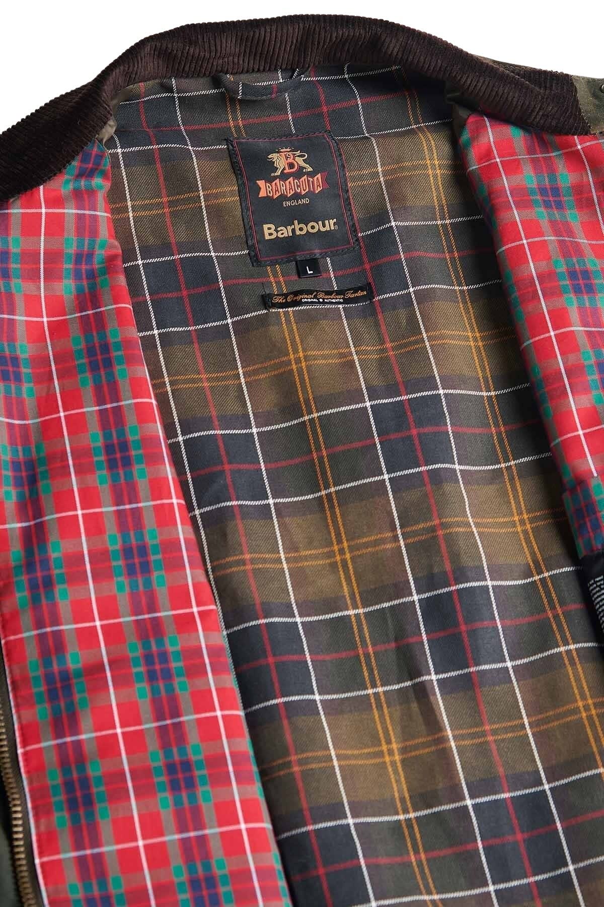 Baracuta Unisex Waxed Jacket With High Collar And Pockets In Green