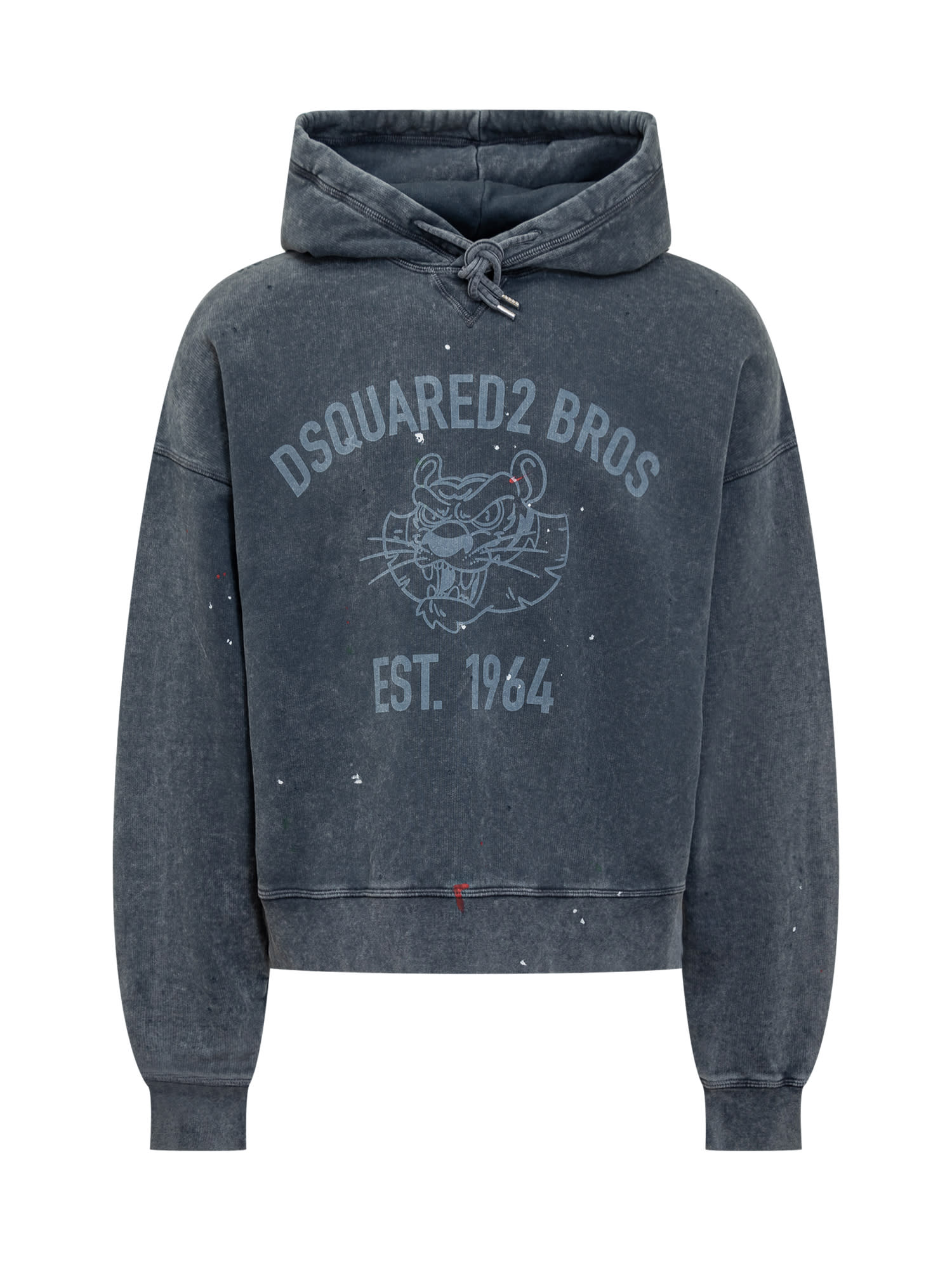 DSQUARED2 DISTRESSED DRAWSTRING HOODIE