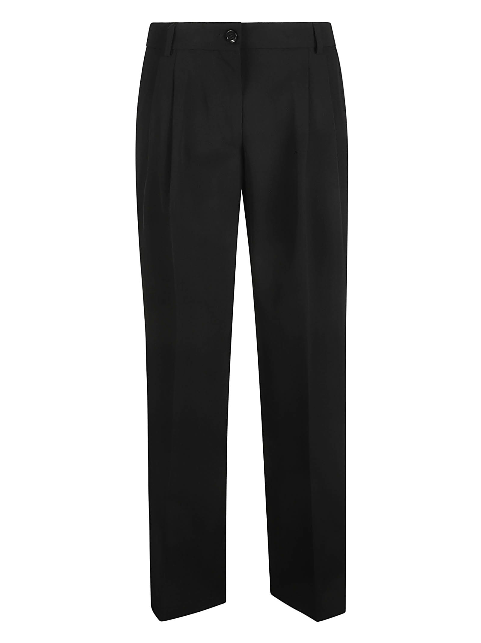 Dolce & Gabbana Straight Buttoned Trousers In Black