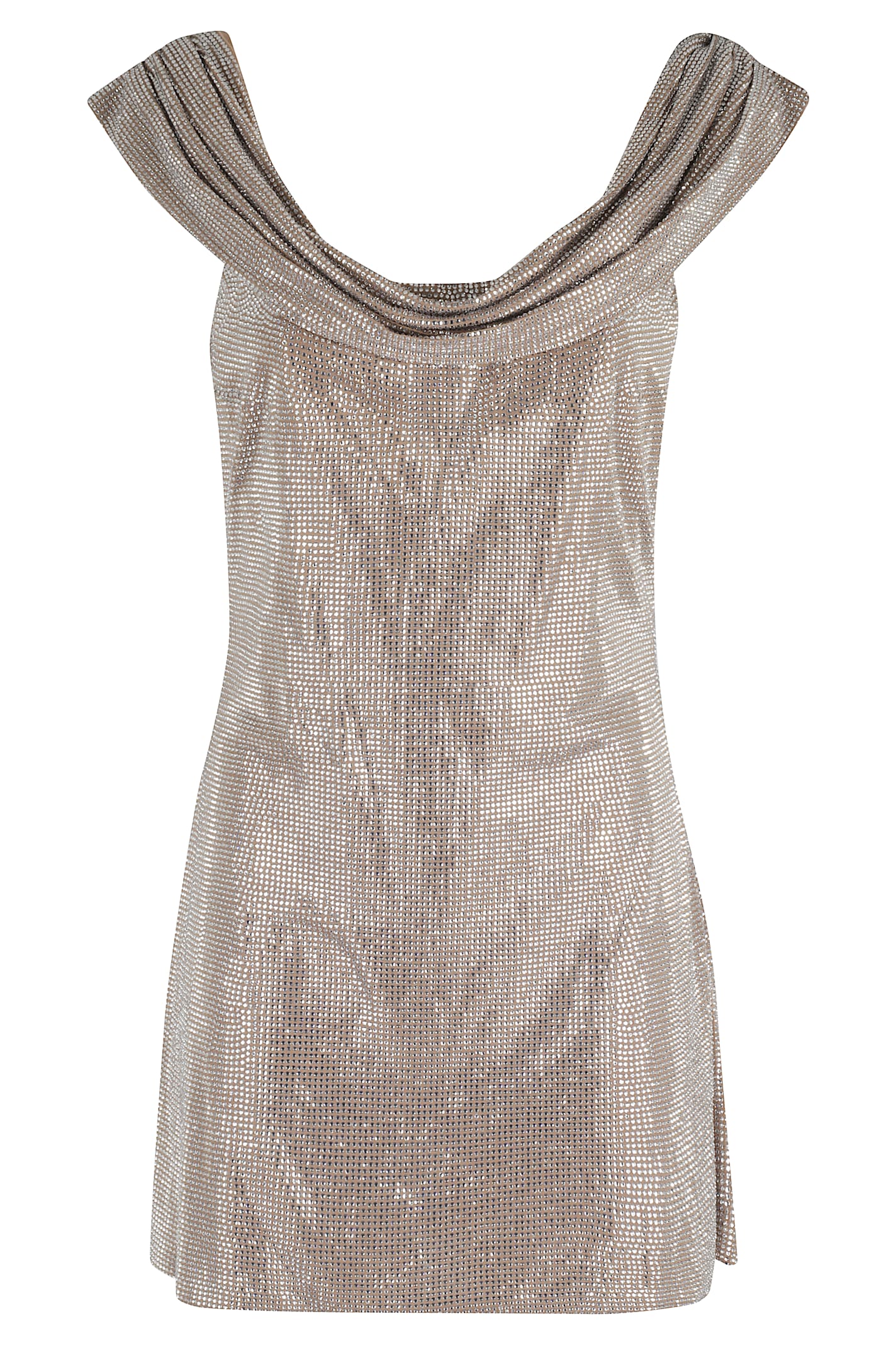 Giuseppe Di Morabito Rhinestone-embellished Mini Dress With Humeral Neckline In Gray