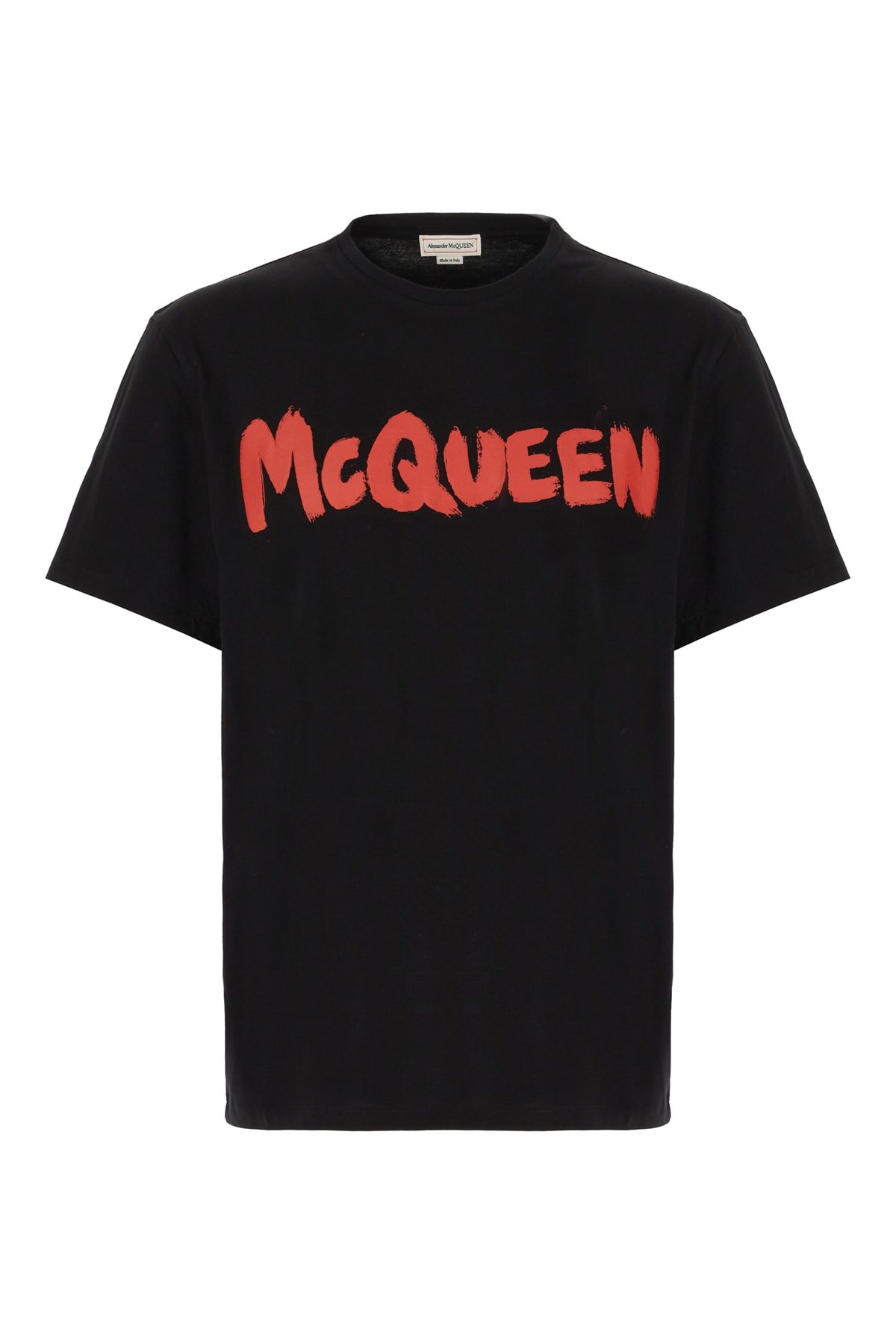 Alexander Mcqueen Black Cotton T-shirt In Black Red