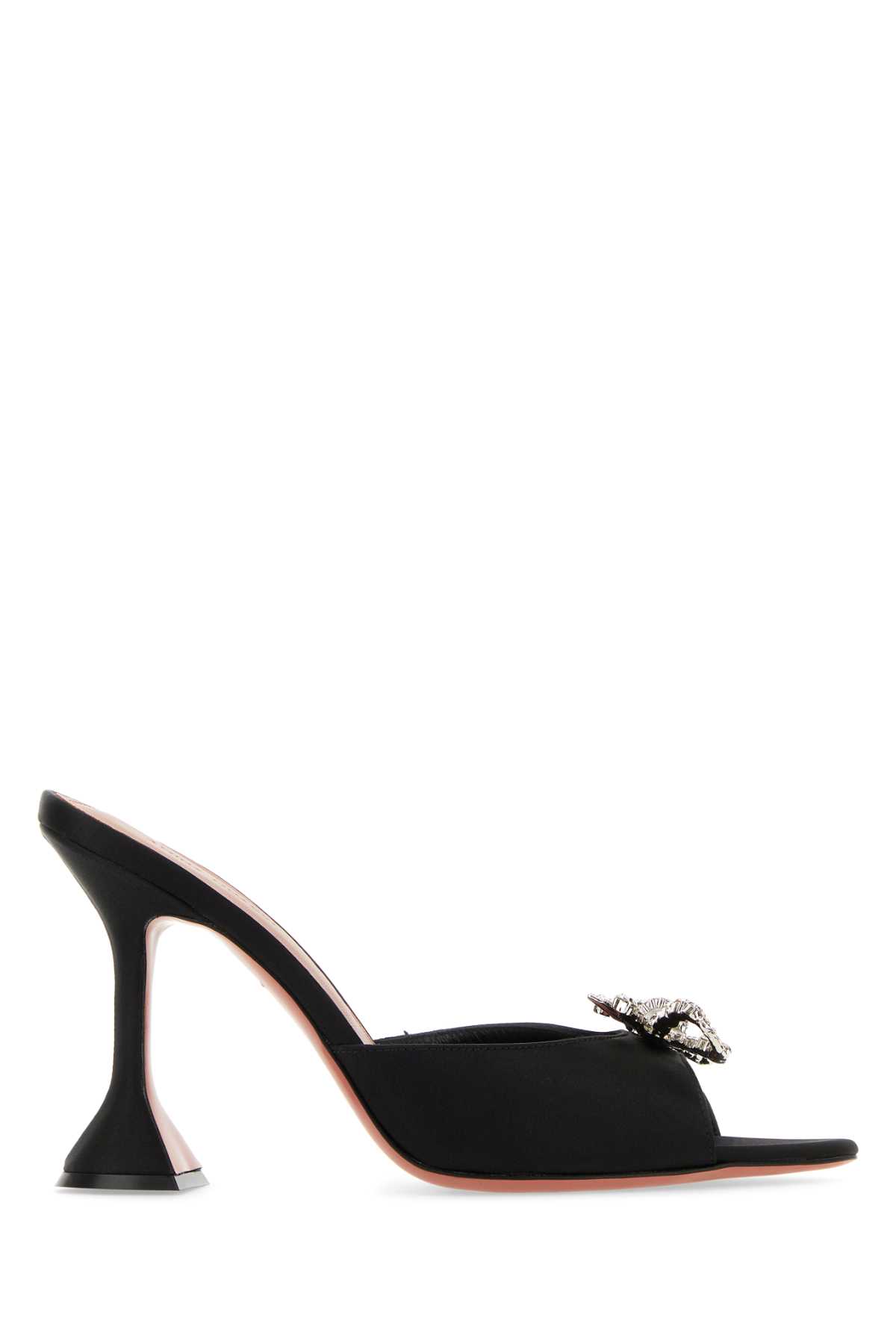 Black Satin Rosie Mules