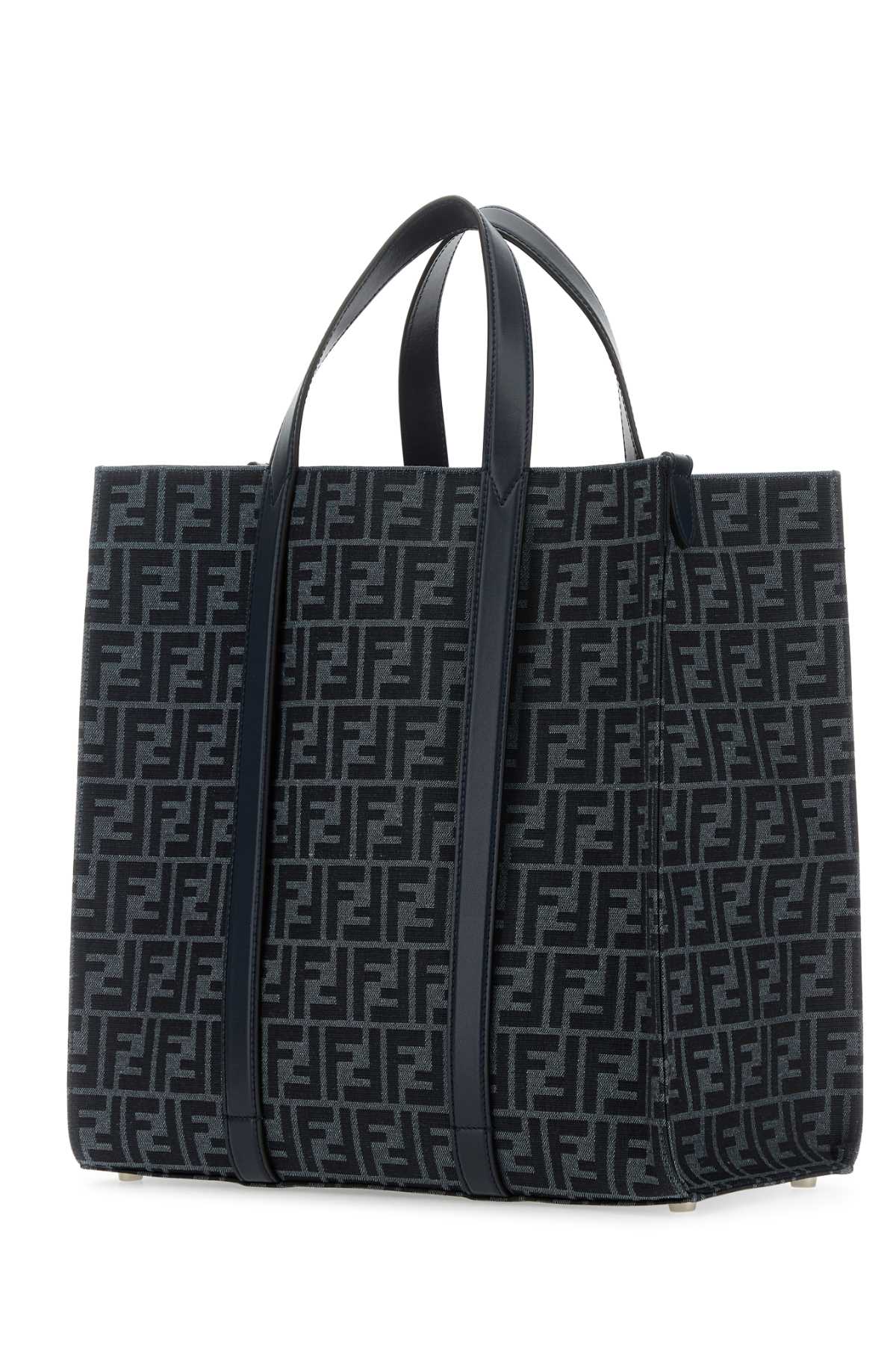 Shop Fendi Embroidered Canvas Shopping Bag In Denimblubluscrp