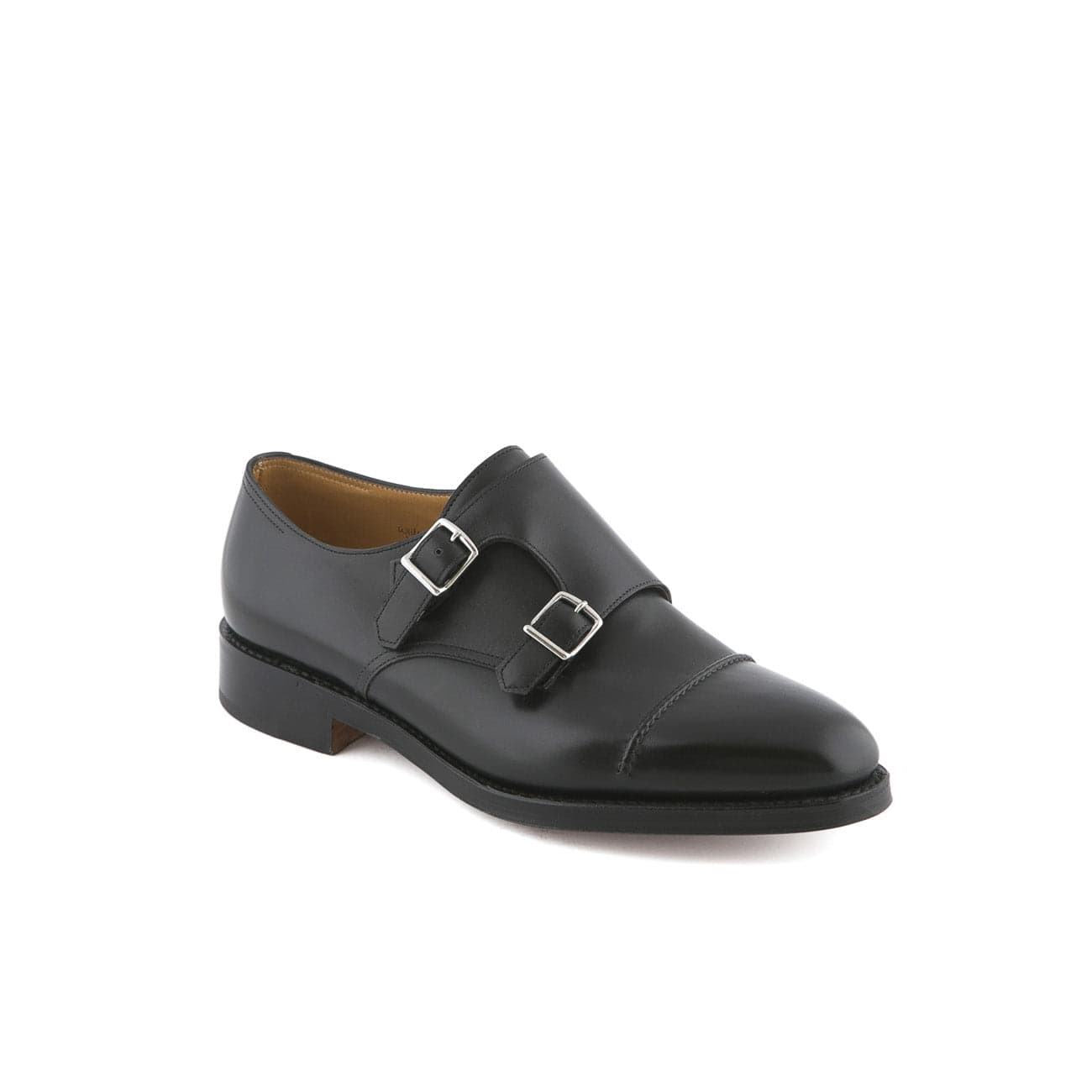Shoe William Ii Fit F/ee In Black Calf With Double Buckle
