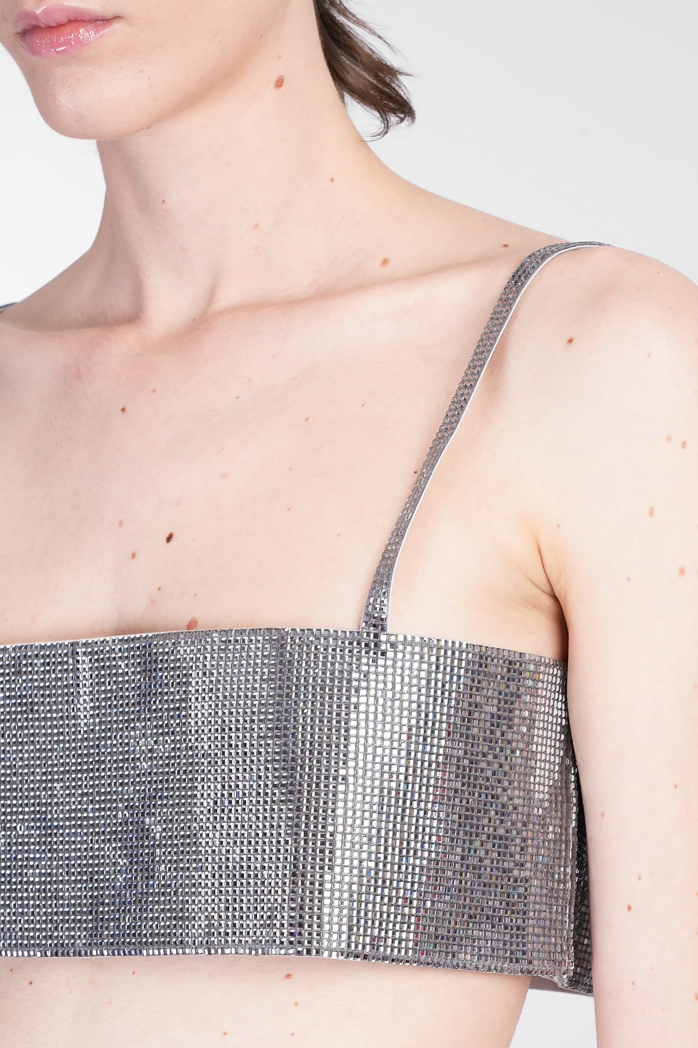Nué Mirror Topwear In Silver Polyester