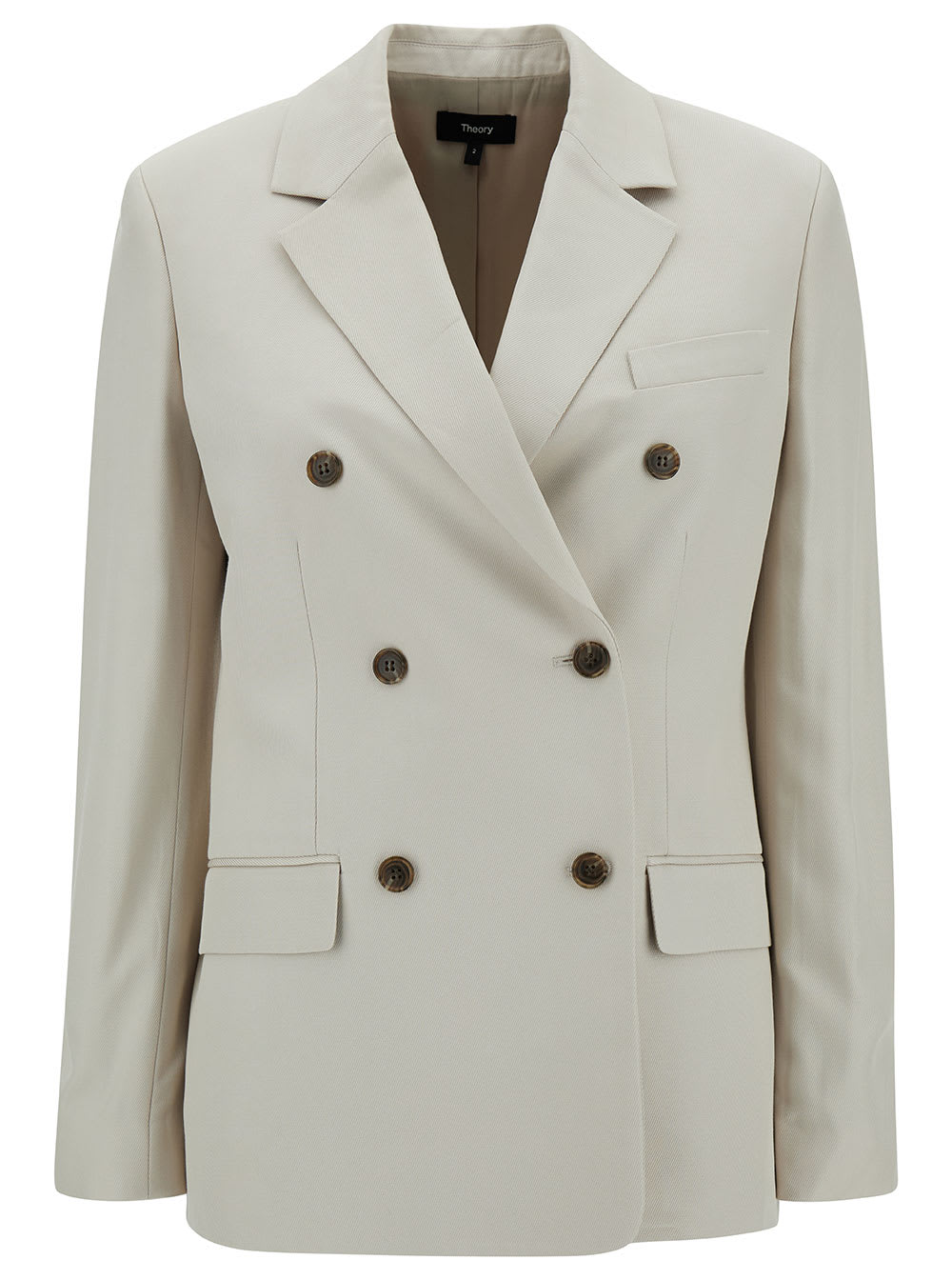 Theory Off-white Double-breasted Jacket With Notched Revers In Viscose Woman In White