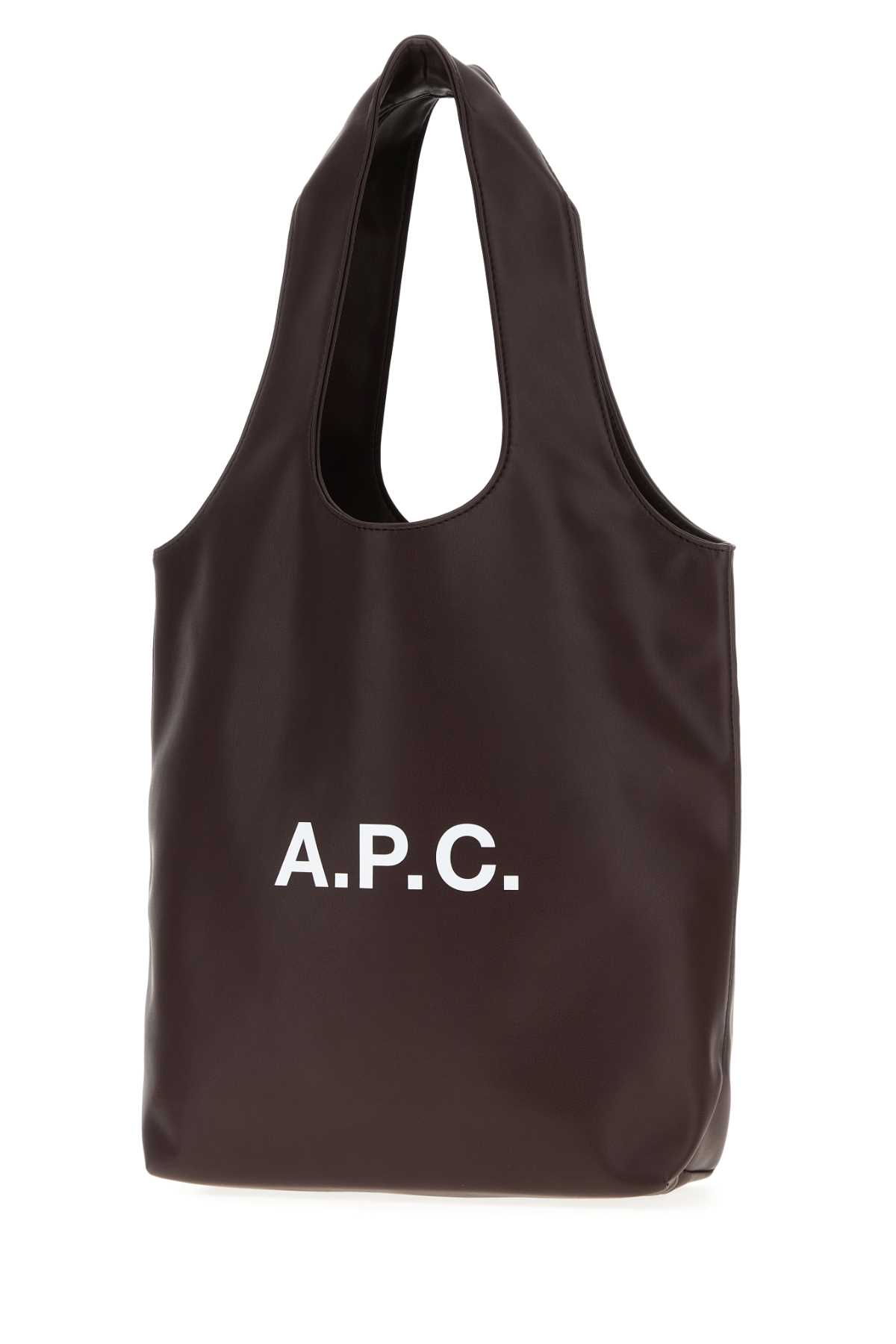 Apc A.p.c. Dark Brown Synthetic Leather Small Ninon Shopping Bag In Brown