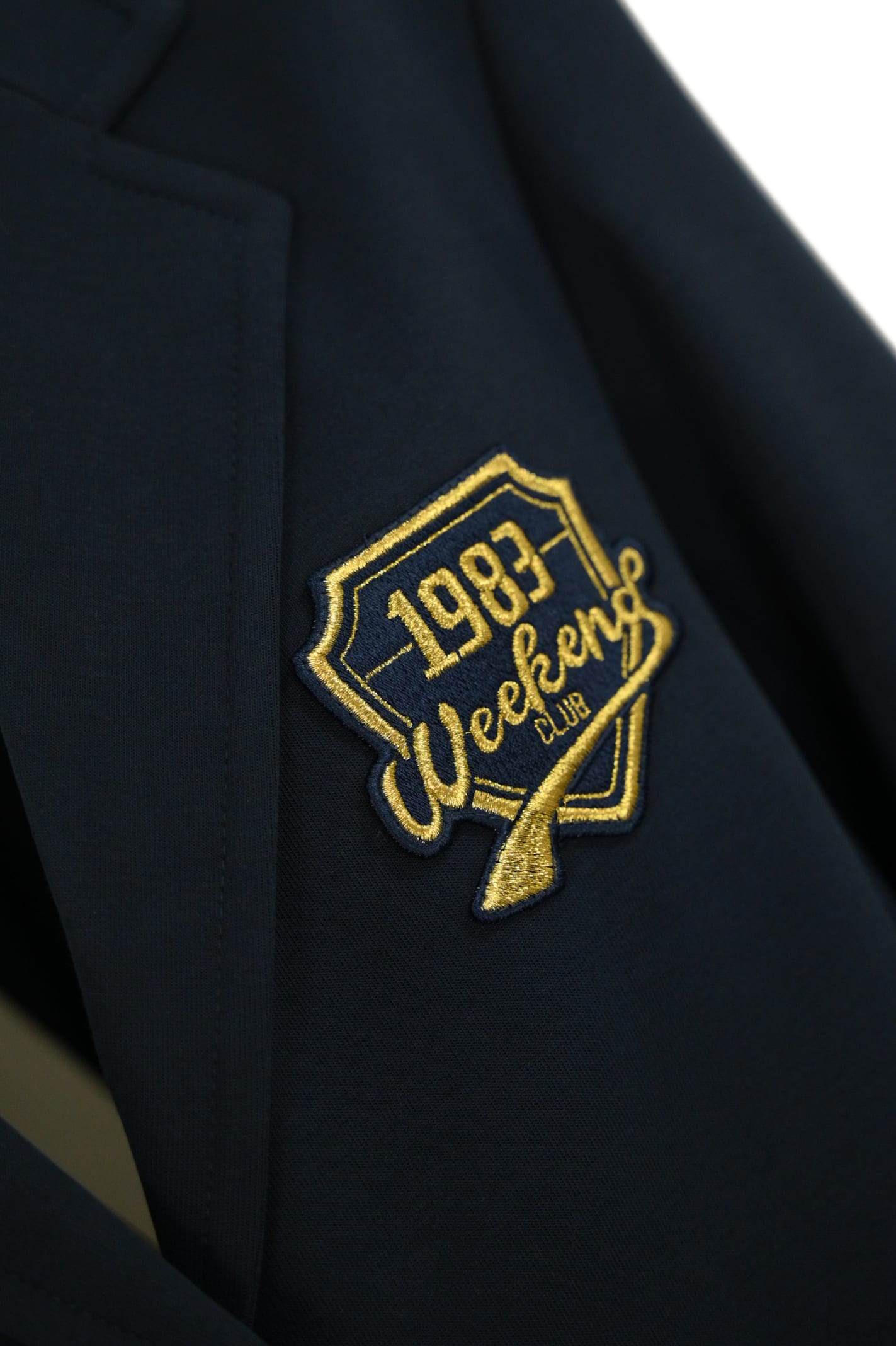 Weekend Max Mara Brama Blazer With Coat Of Arms Embroidery In Blue
