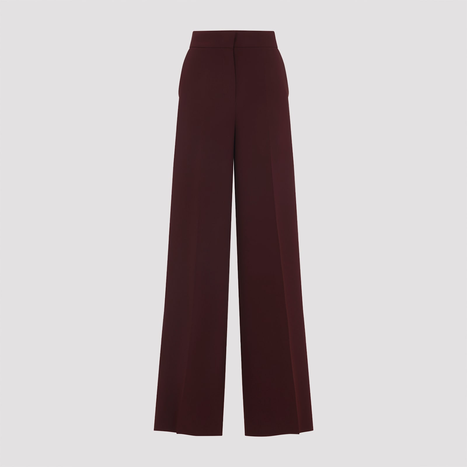 Max Mara Wide Leg High Waist Trousers With Side Stripe In Burgundy