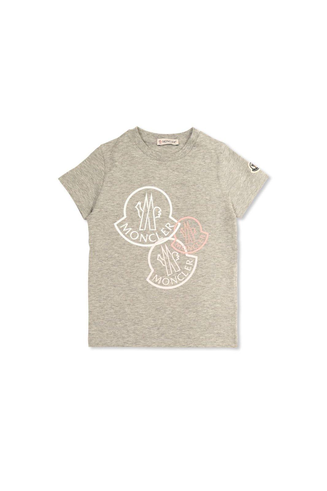 Moncler Babies' Logo Printed Crewneck T-shirt In Neutral