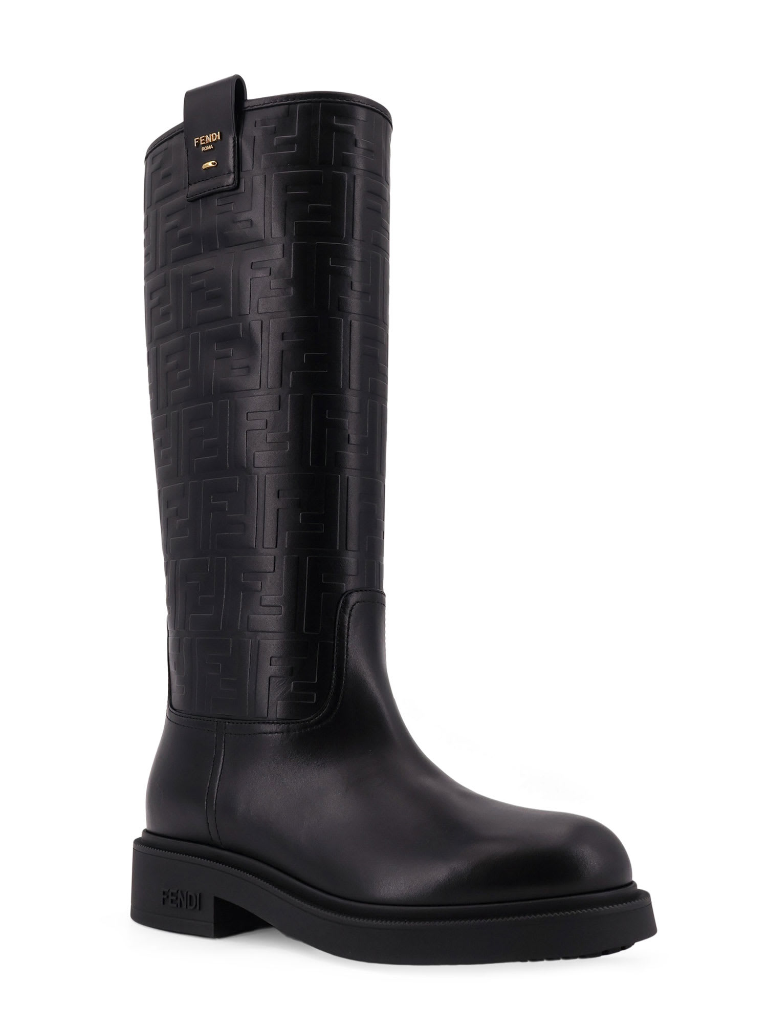 Fendi Black Leather Boots In Black