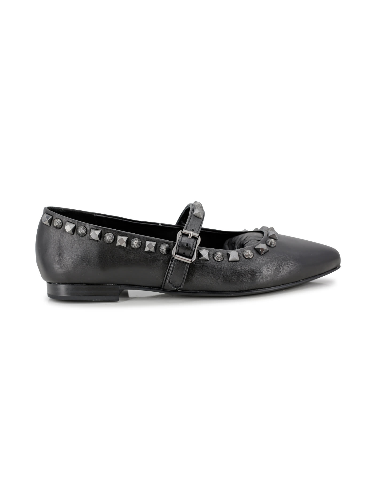 Ash Studded Ballerinas In Black