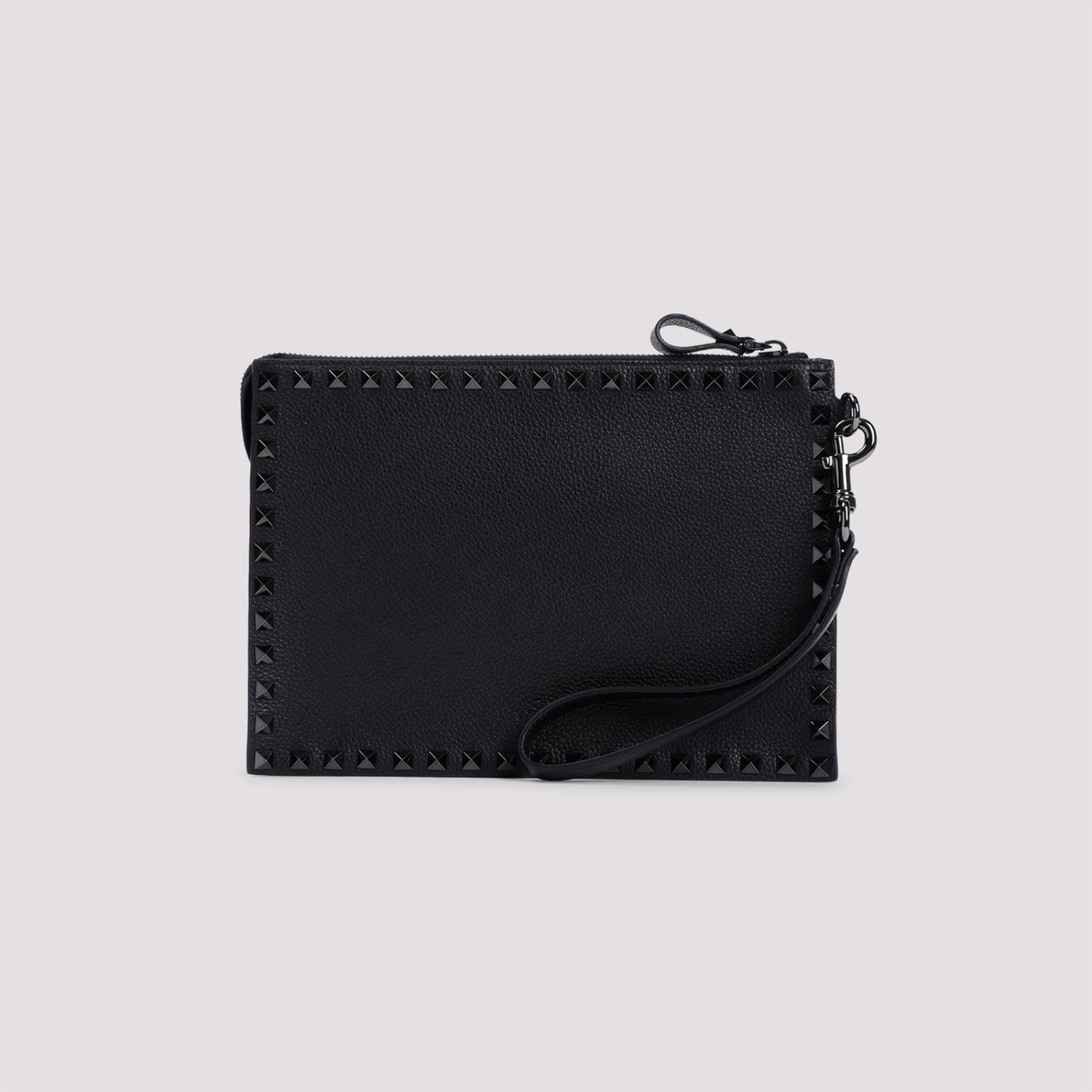 Shop Valentino Handle Flat Pouch In No Nero