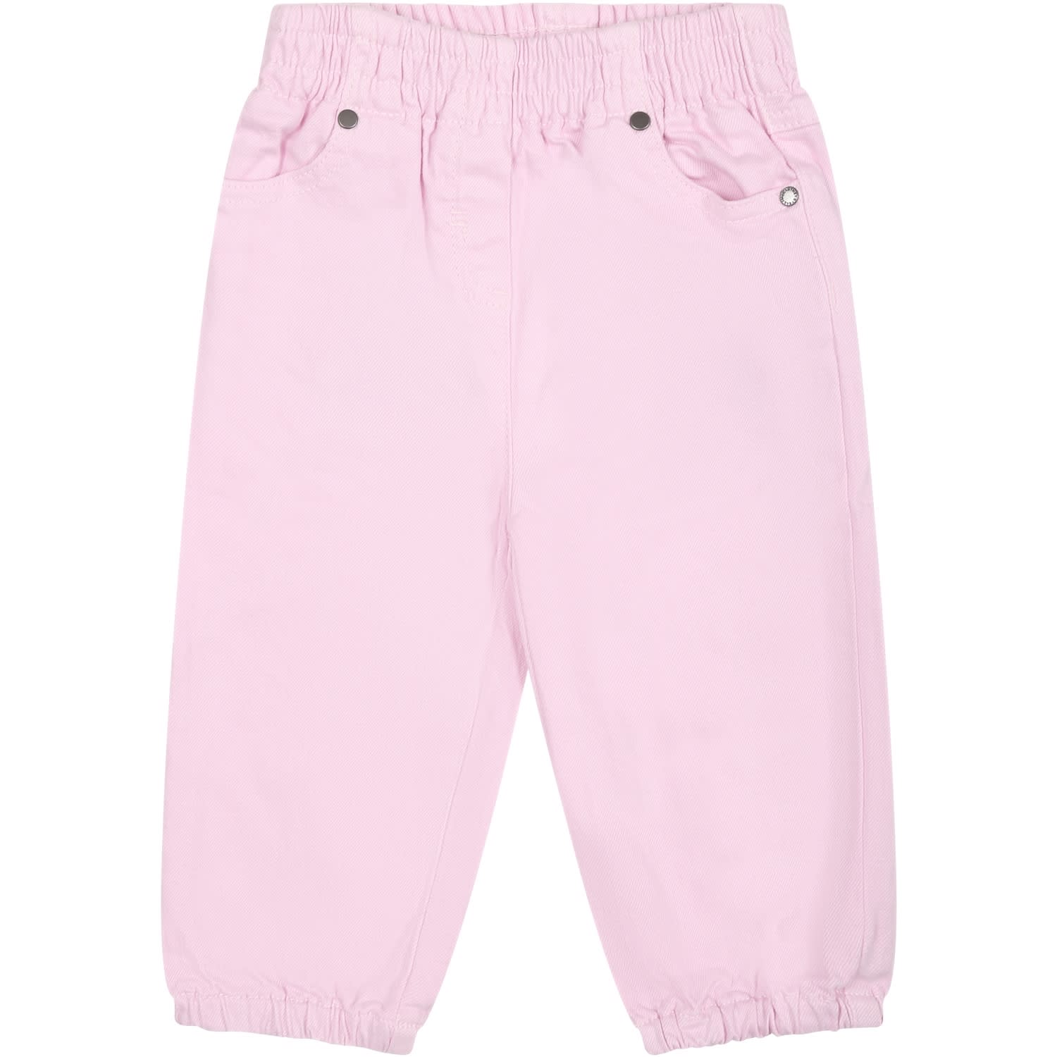 Shop Stella Mccartney Pink Jeans For Baby Girl With Shells In Rosa