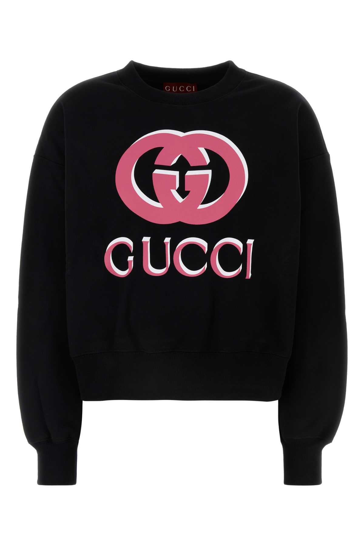 Shop Gucci Black Cotton Sweatshirt In Blackmulticolor