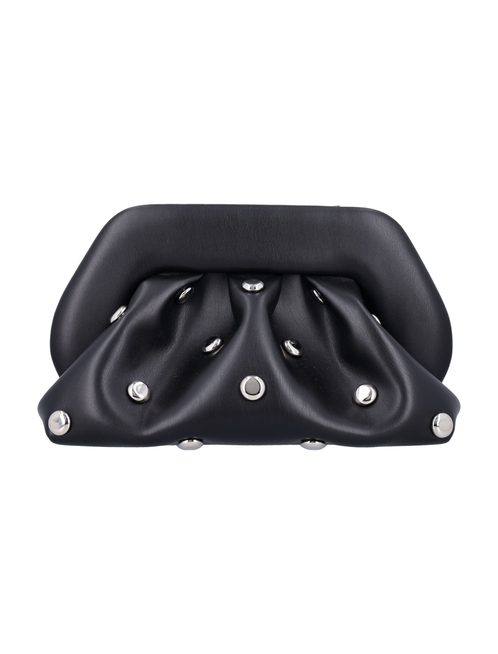 Shop Themoirè Tia Eco Leather Beads Clutch In Black