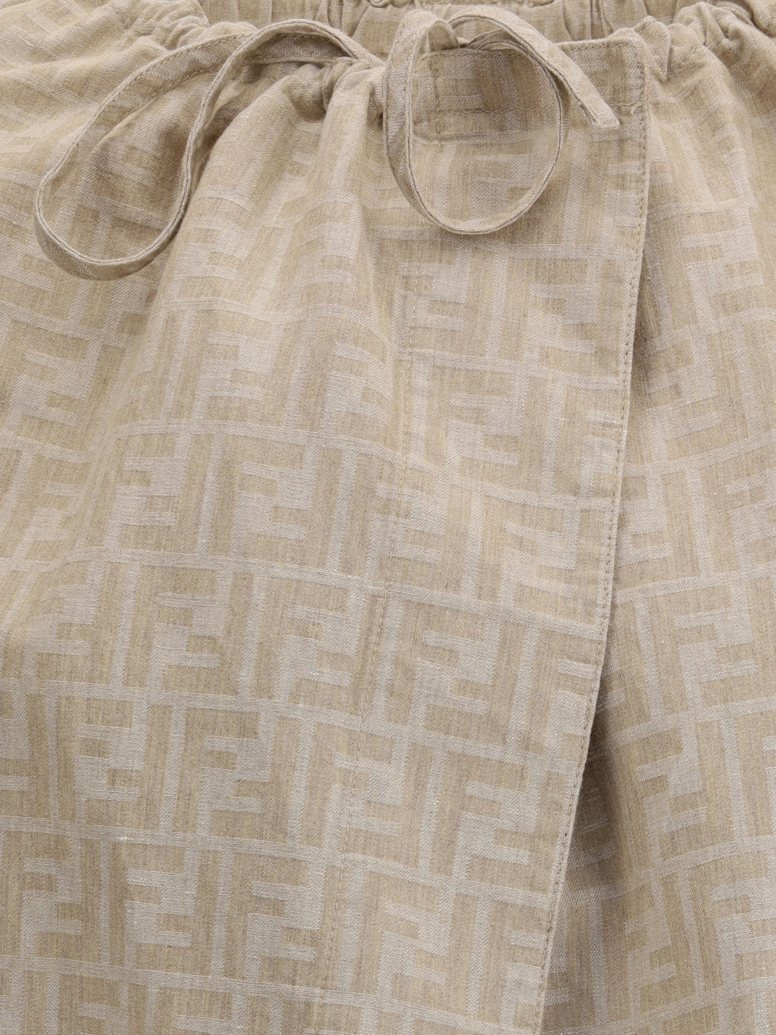 Fendi Ff Chambray Jacket Jackets Beige In Metallic