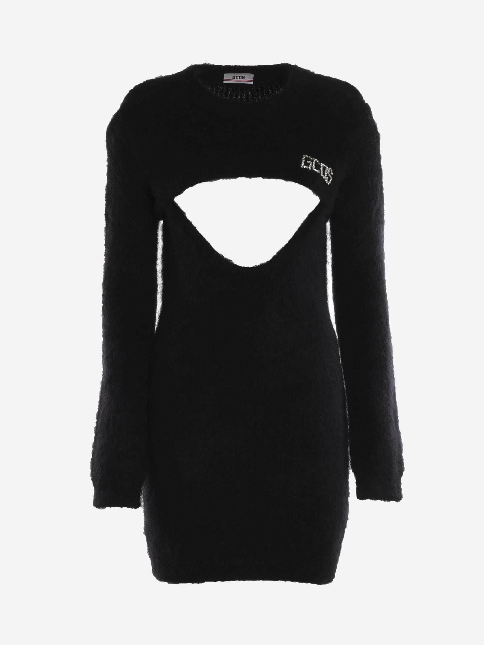 GCDS Mini Dress In Mohair Blend With Cut-out Detail