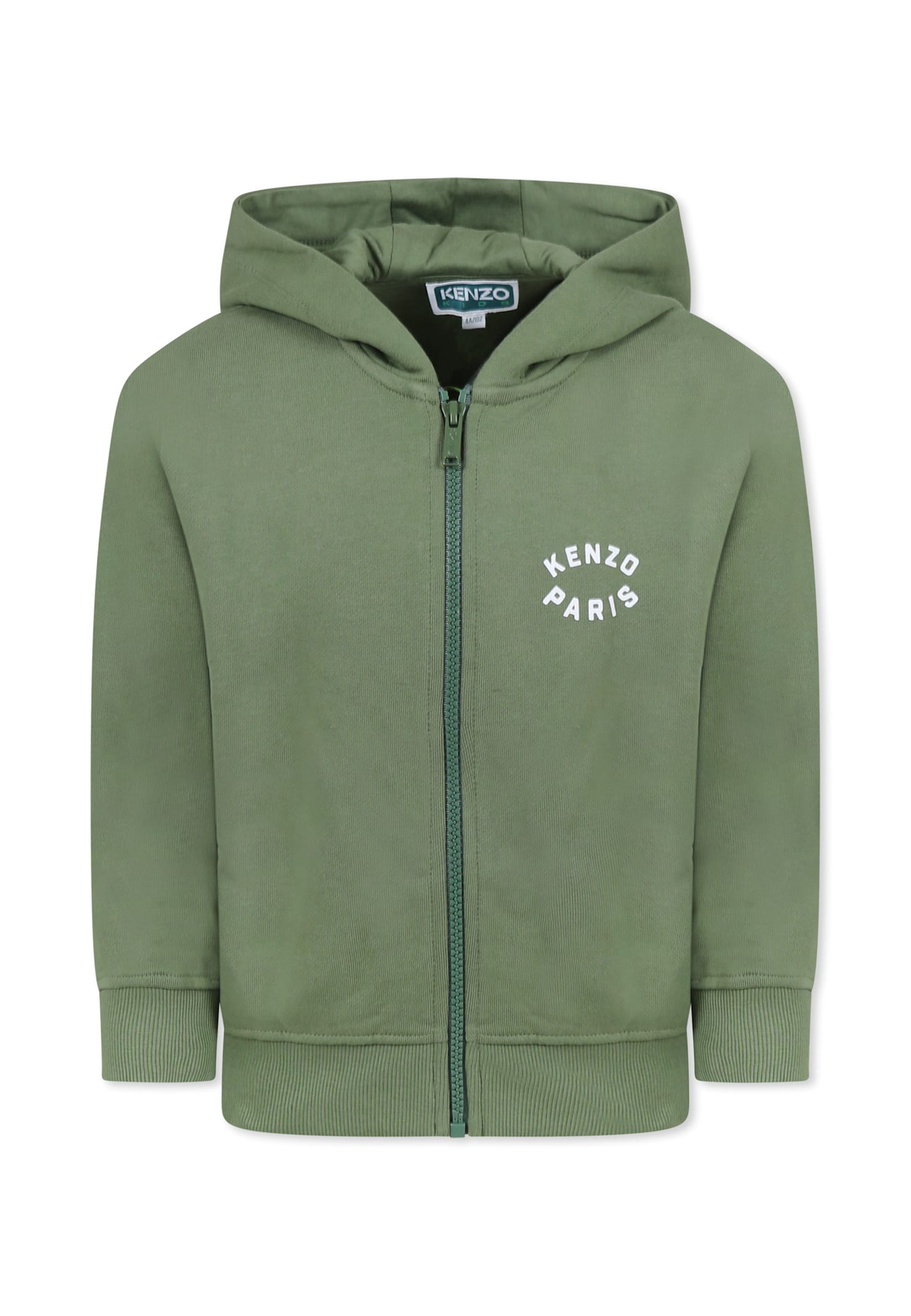 Kenzo Green Sweatshirt For Boy With Lucky Tiger In Green
