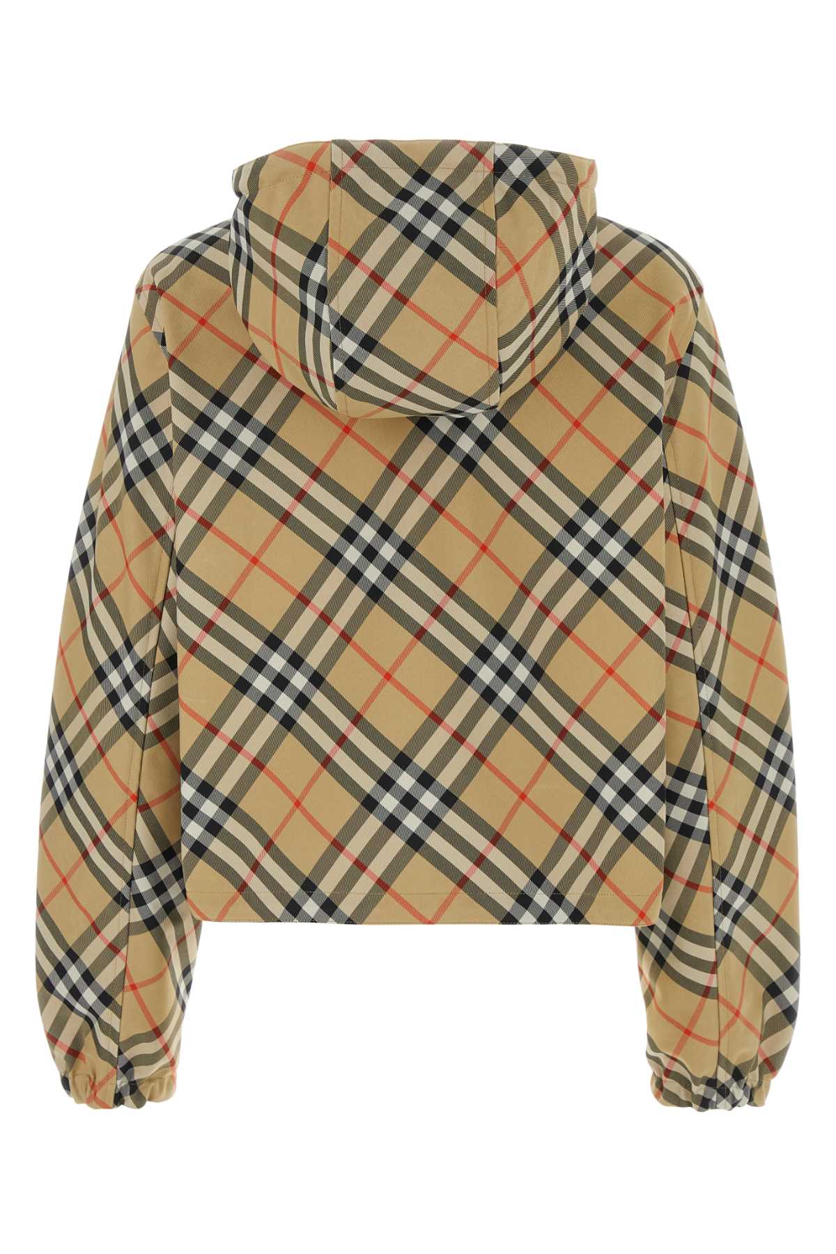 Shop Burberry Printed Polyester Reversible Jacket In Sandipcheck