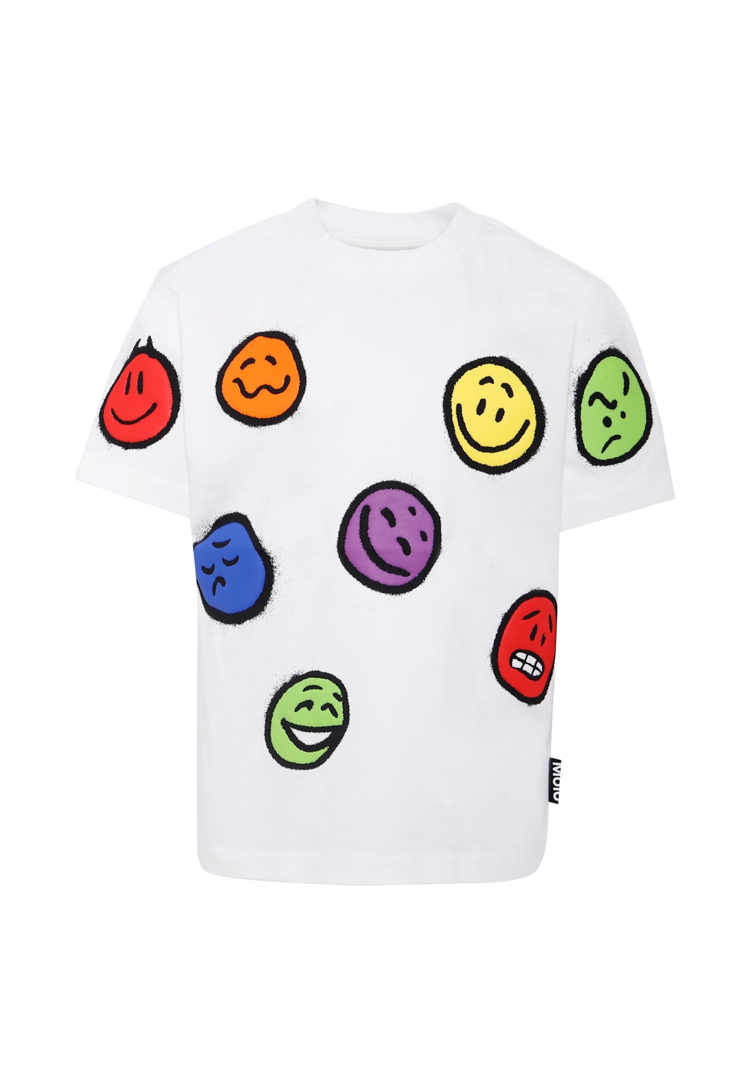 Molo White T-shirt For Kids With Smiley In White
