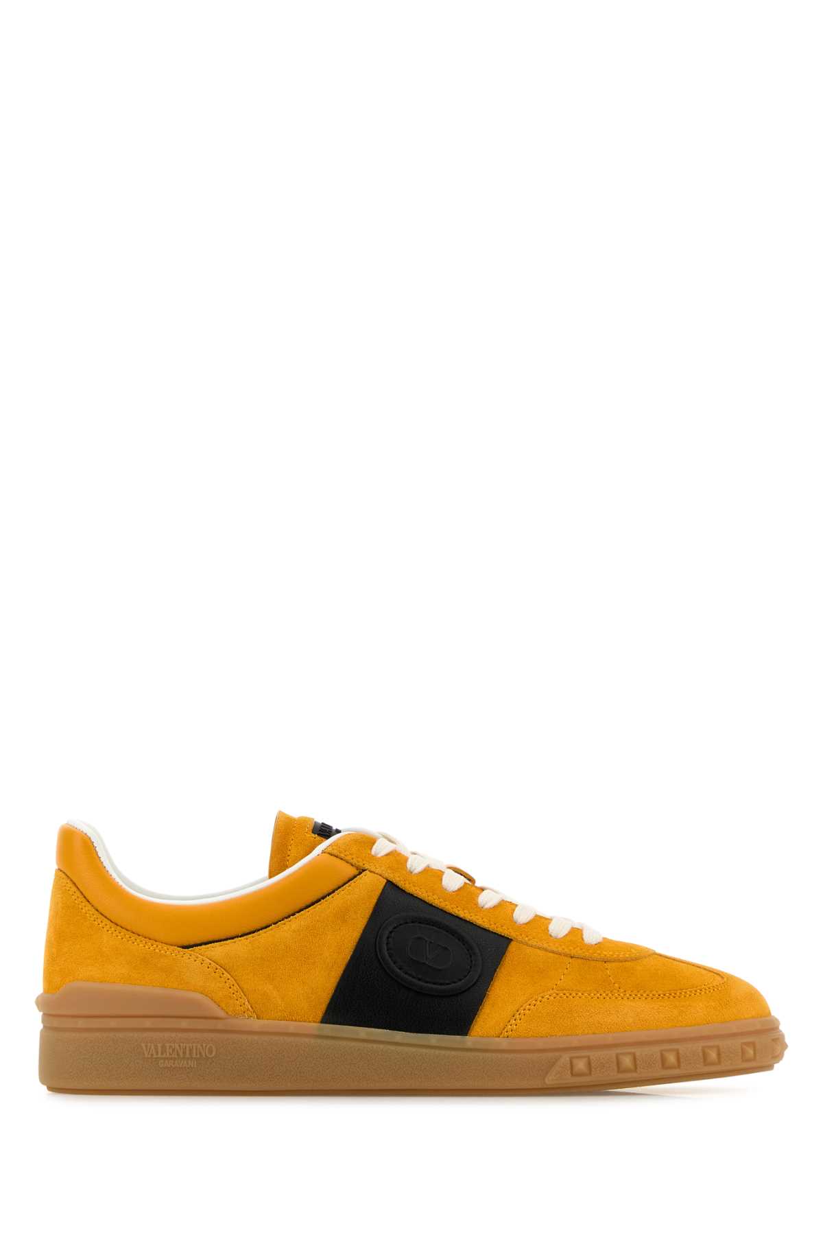 Shop Valentino Light Orange Suede Upvillage Sneakers In Marigoldneroneromarigoldneroambra